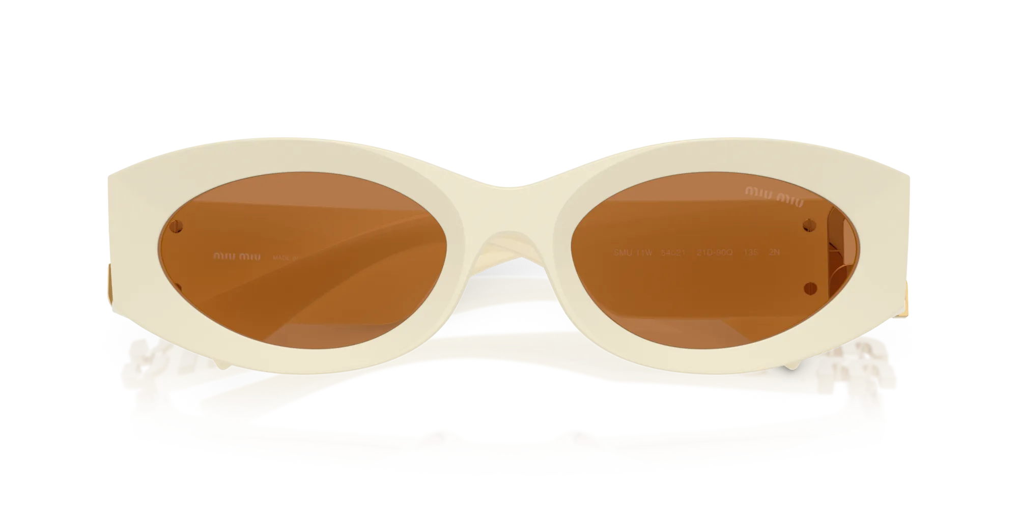 Miu Miu MU 11WS 0MU 11WS 21D90Q Occhiali da sole Acetato Bianco Marrone Rotonda Normale - immagine 2