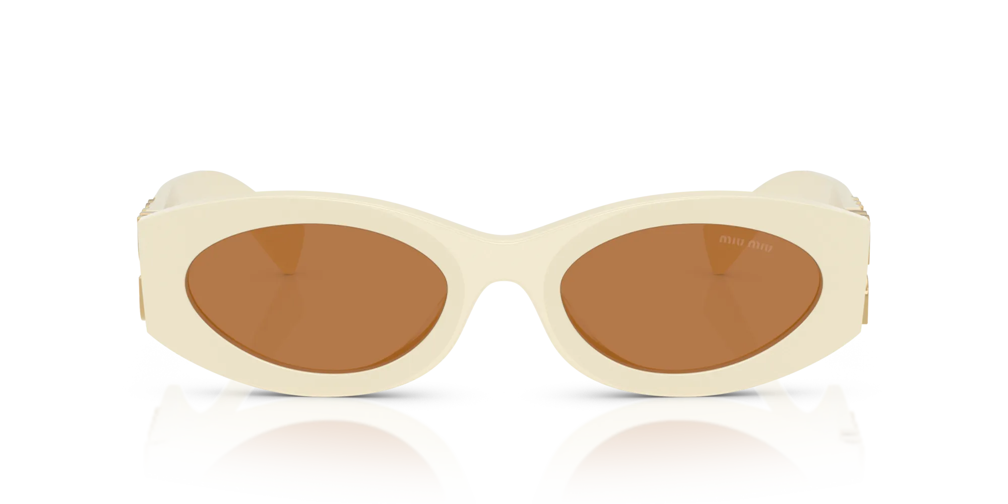 Miu Miu MU 11WS 0MU 11WS 21D90Q Occhiali da sole Acetato Bianco Marrone Rotonda Normale - immagine 3
