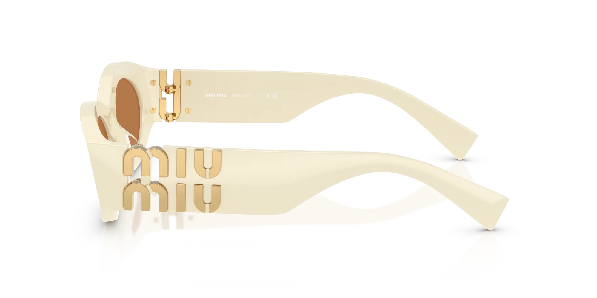 Miu Miu MU 11WS 0MU 11WS 21D90Q Occhiali da sole Acetato Bianco Marrone Rotonda Normale - immagine 4