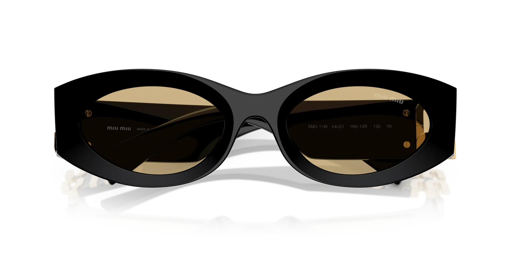 Miu Miu MU 11WS 0MU 11WS 16K10R Occhiali da sole Acetato Nero Giallo Rotonda Normale - immagine 2