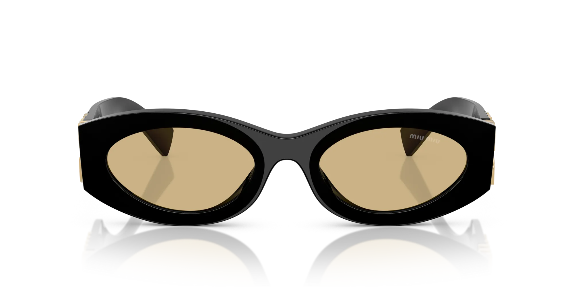 Miu Miu MU 11WS 0MU 11WS 16K10R Occhiali da sole Acetato Nero Giallo Rotonda Normale - immagine 3