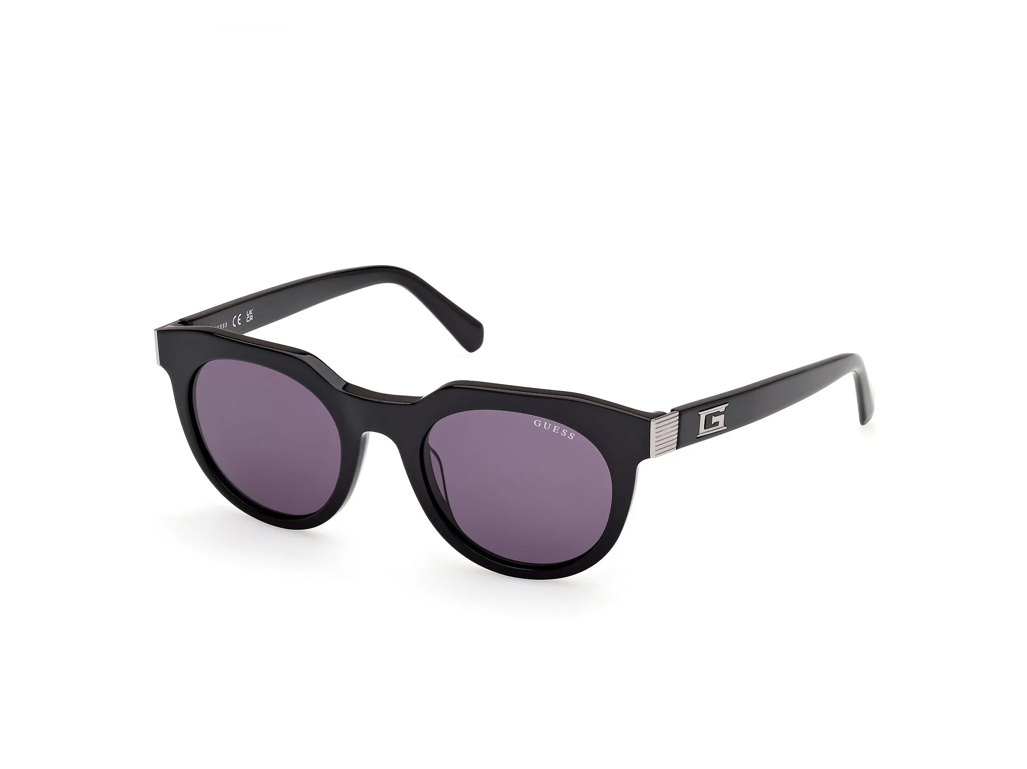 Guess GU00214 01A Occhiali da sole Acetato Nero Fumo Rotonda Normale - immagine 1
