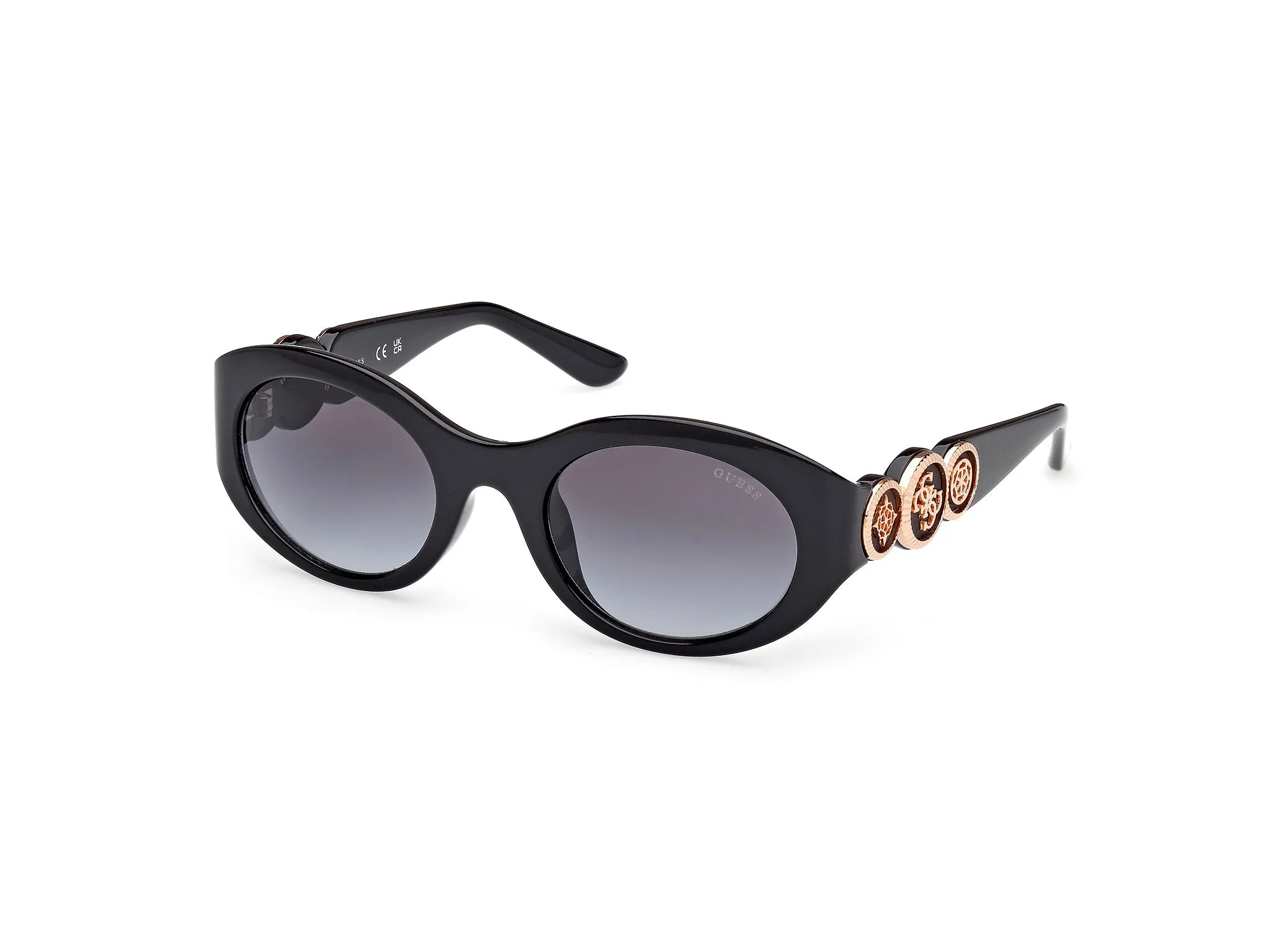 Guess GU00198-H 01B Occhiali da sole Iniettato Nero Fumo Rotonda Normale - immagine 1