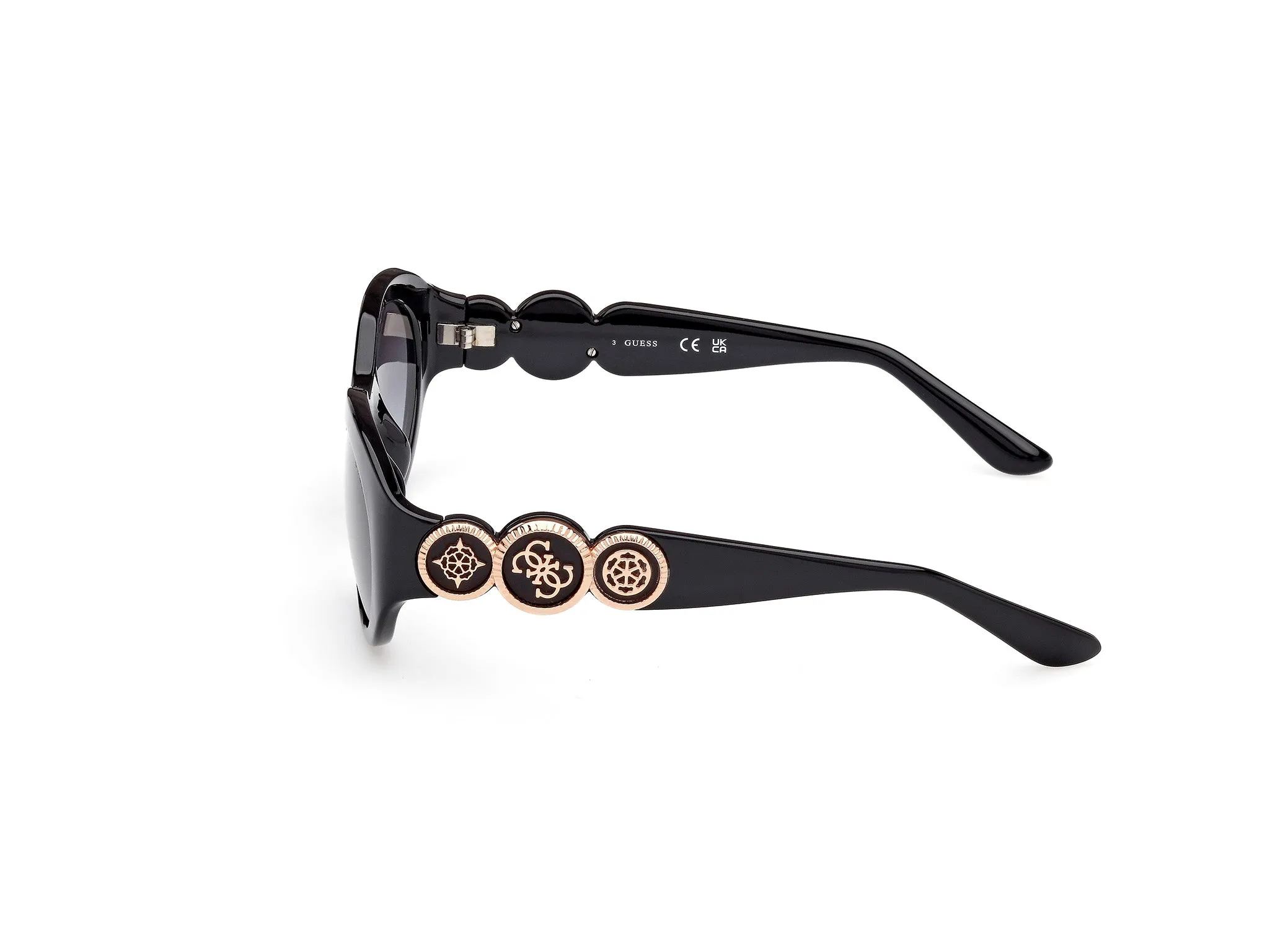 Guess GU00198-H 01B Occhiali da sole Iniettato Nero Fumo Rotonda Normale - immagine 3