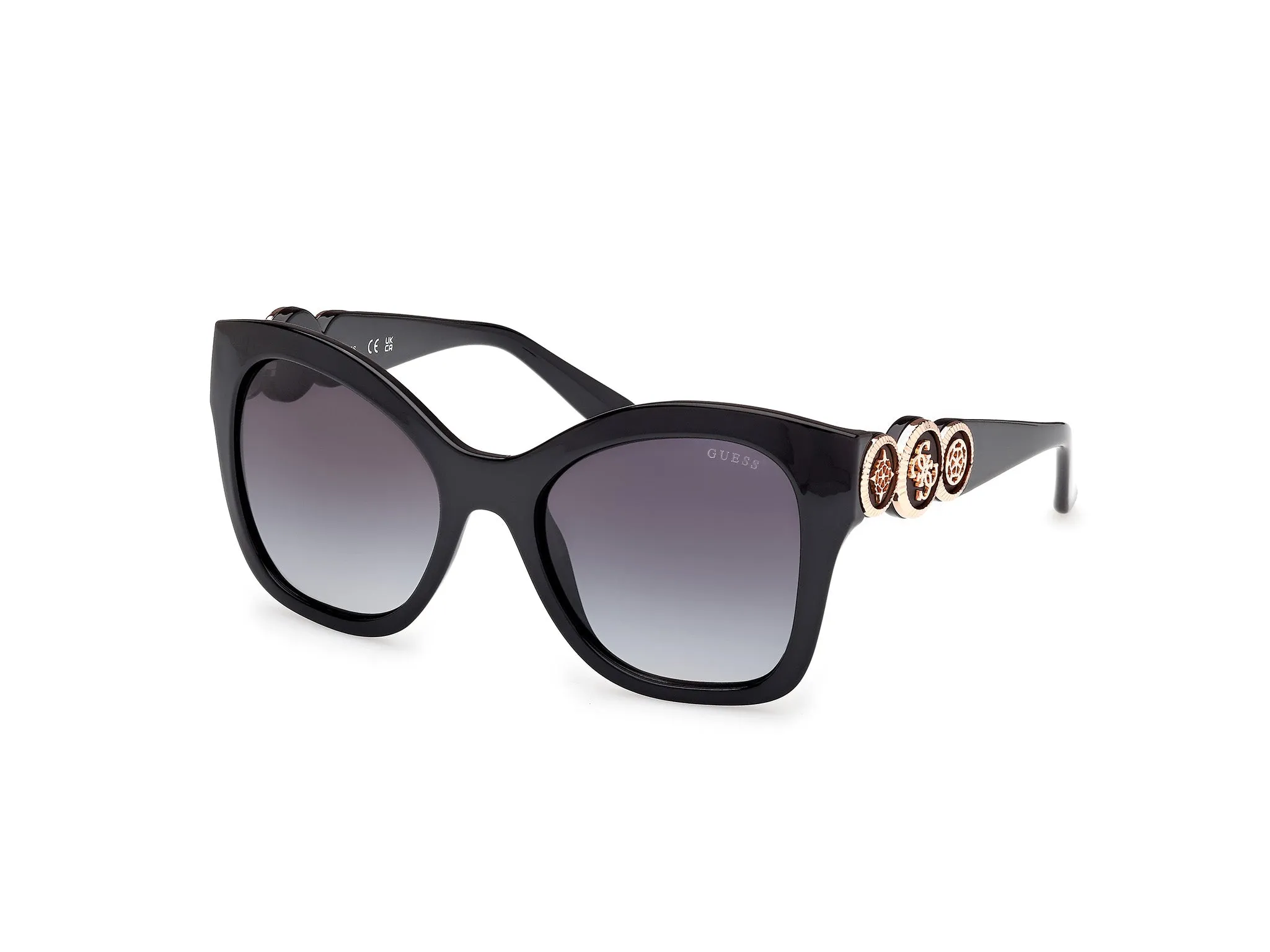 Guess GU00197 01B Occhiali da sole Iniettato Nero Fumo Farfalla Normale - immagine 1