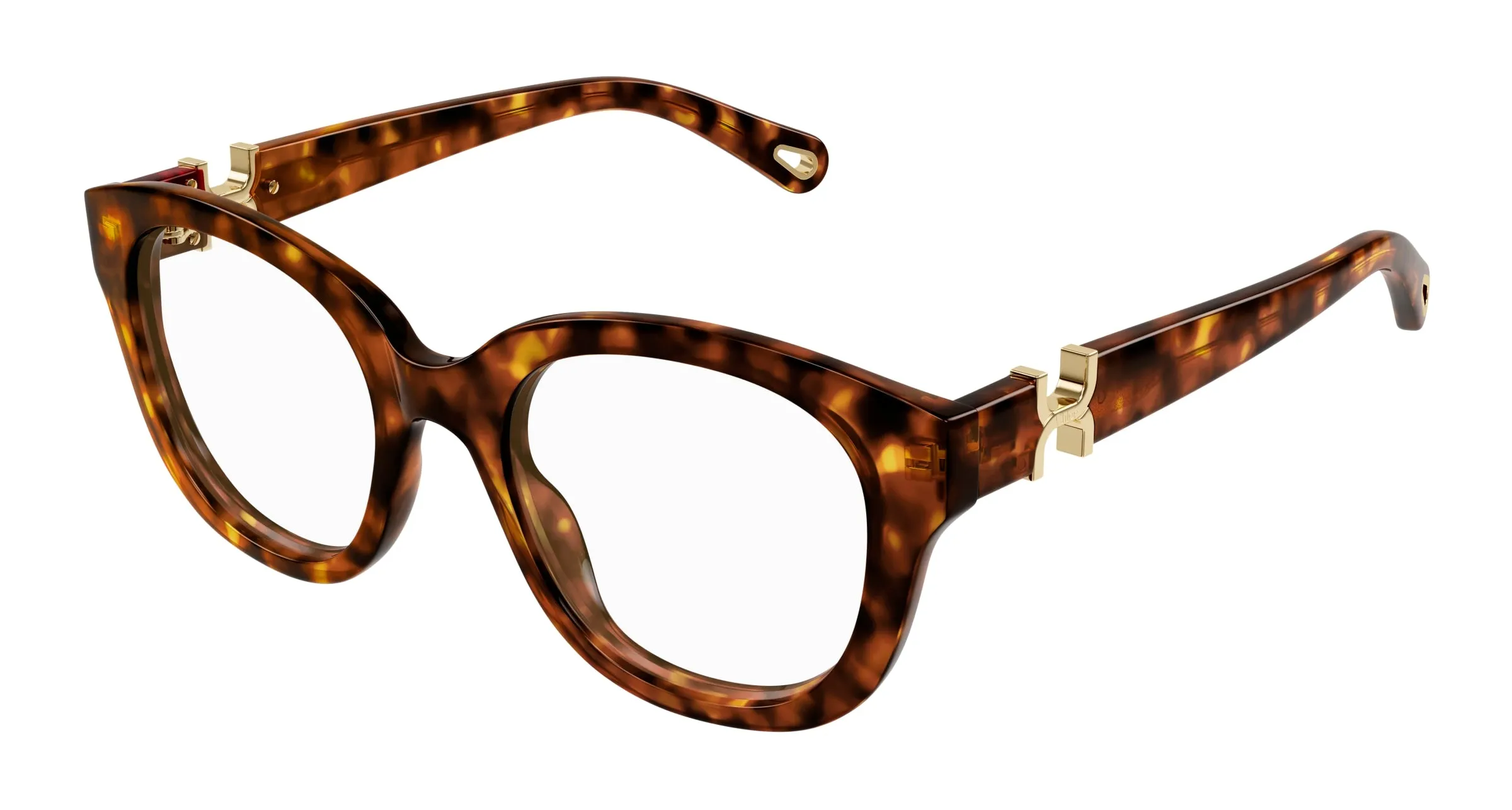 Chloé CH0304O 002 Montature da vista Acetato Havana Trasparente Rotonda - immagine 1