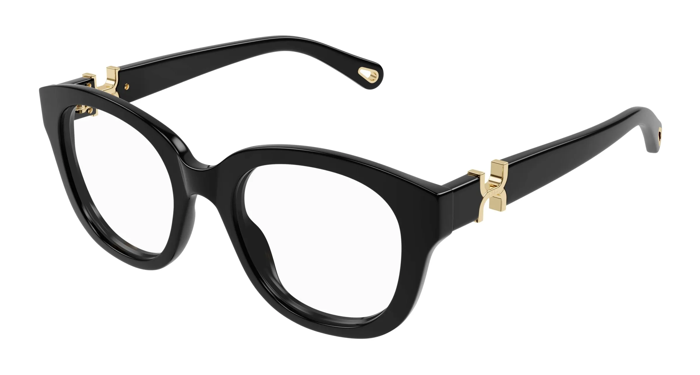 Chloé CH0304O 001 Montature da vista Acetato Nero Trasparente Rotonda - immagine 1