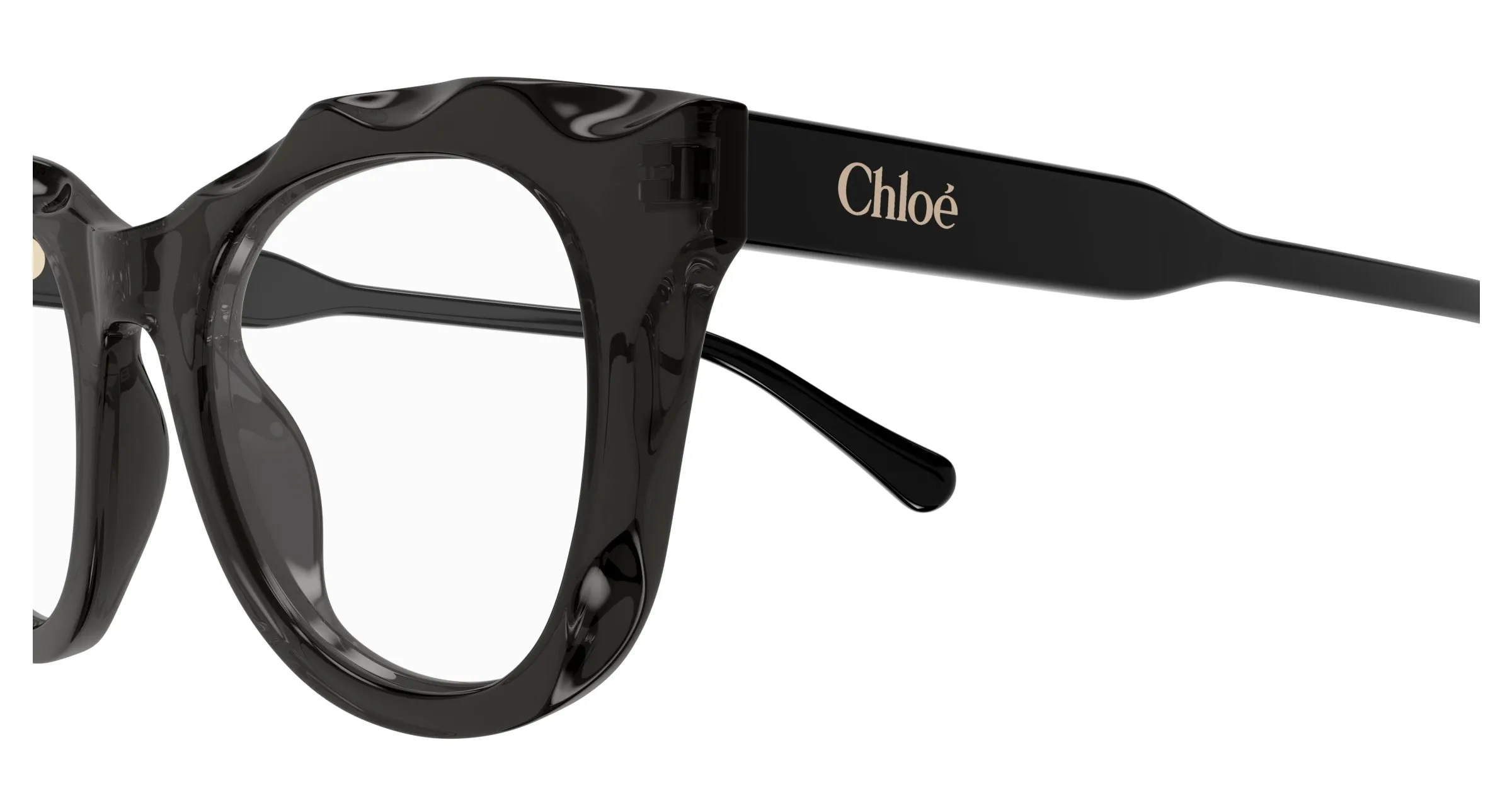Chloé CH0296O 001 Montature da vista Acetato Grigio Trasparente Rotonda - immagine 3