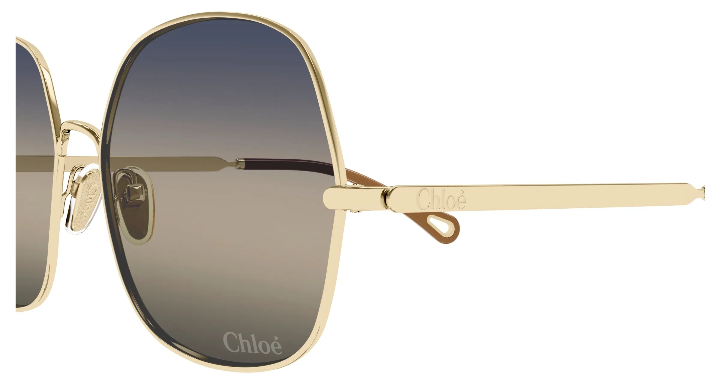 Chloé CH0282S 002 Occhiali da sole Metallo Oro Blu Squadrata - immagine 3
