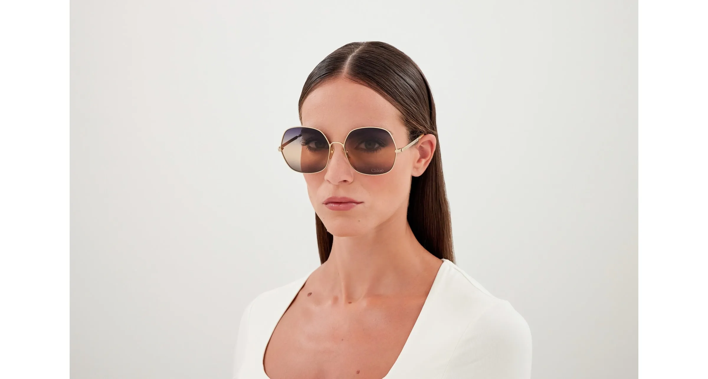Chloé CH0282S 002 Occhiali da sole Metallo Oro Blu Squadrata - immagine 4