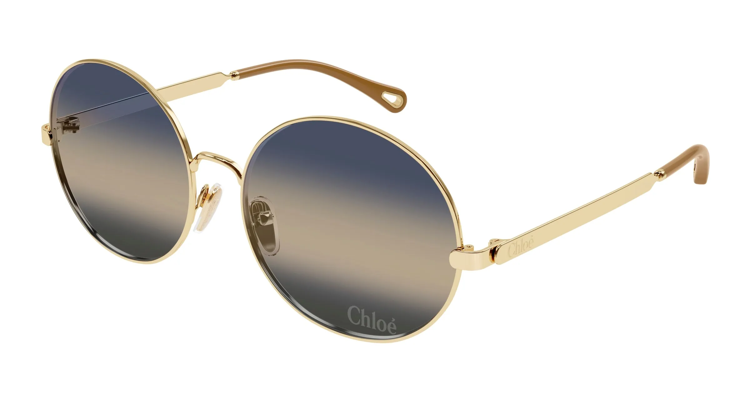 Chloé CH0281S 002 Occhiali da sole Metallo Oro Blu Rotonda - immagine 1