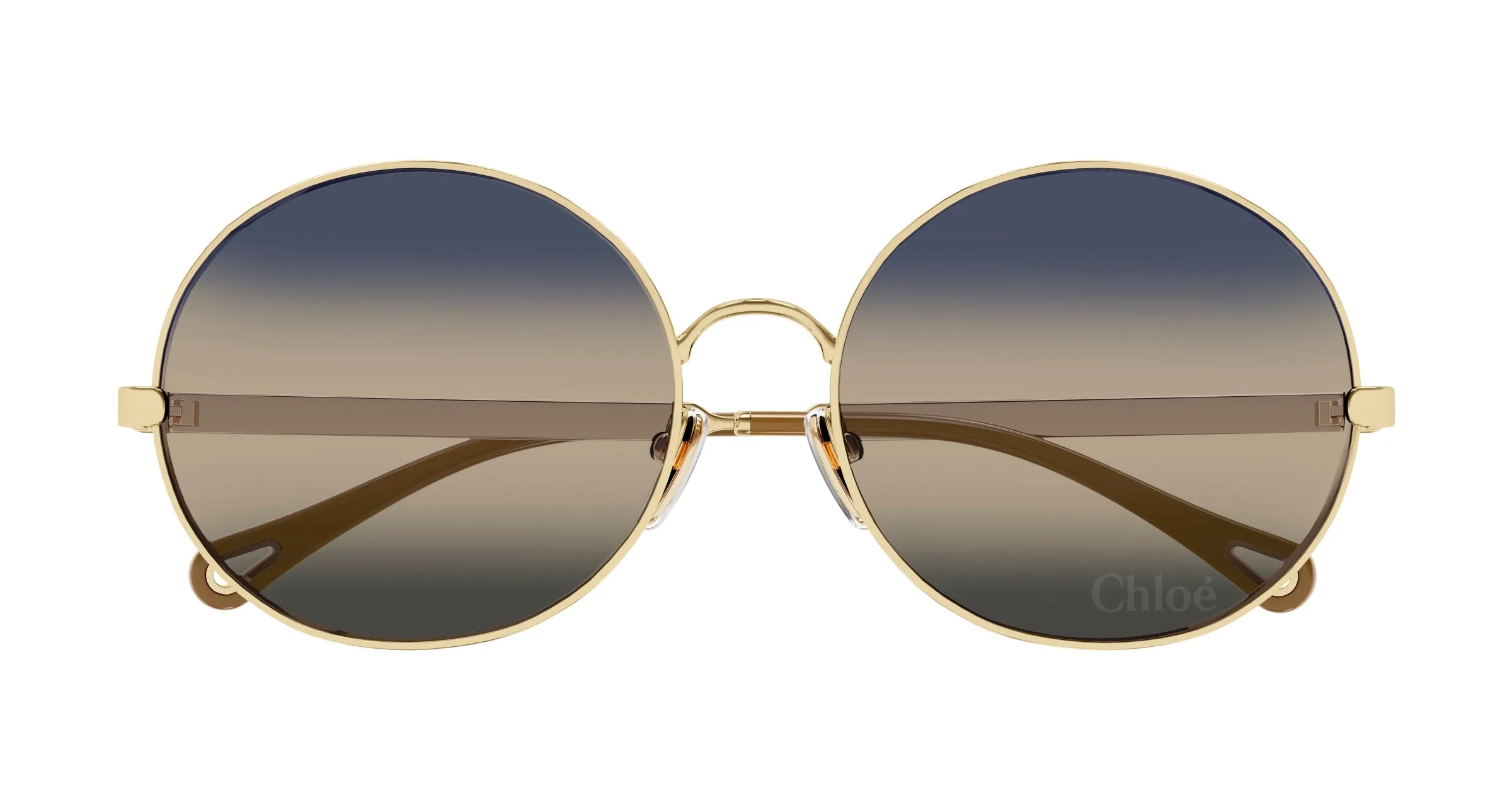 Chloé CH0281S 002 Occhiali da sole Metallo Oro Blu Rotonda - immagine 2