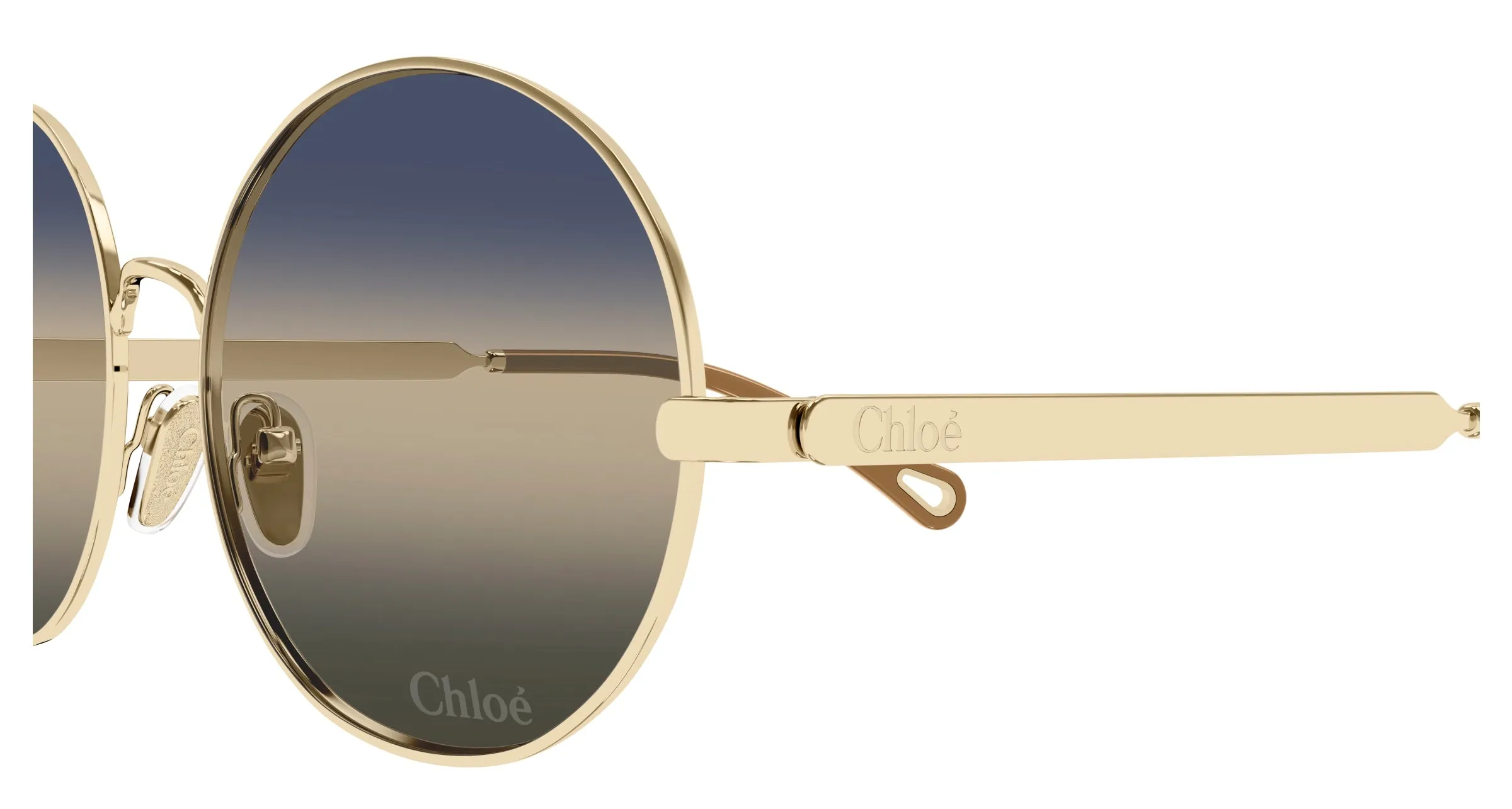 Chloé CH0281S 002 Occhiali da sole Metallo Oro Blu Rotonda - immagine 3