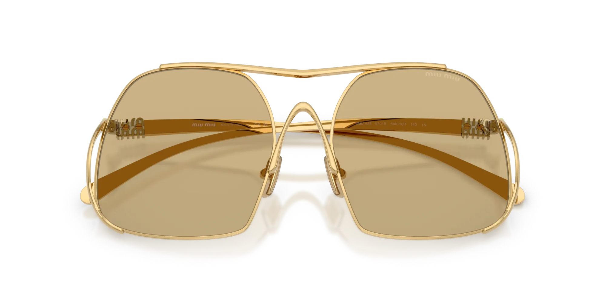 Miu Miu MU A55S 5AK10R Occhiali da sole Acciaio Oro Giallo Squadrata Normale - immagine 2