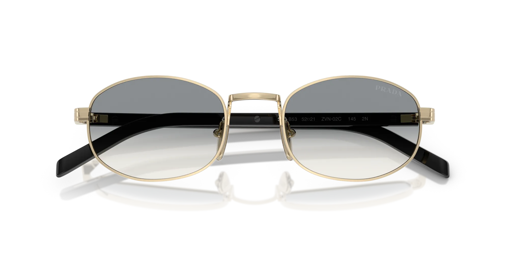 Prada PR B53S ZVN02C Occhiali da sole Metallo Oro Grigio Rotonda Normale Sfumato - immagine 2