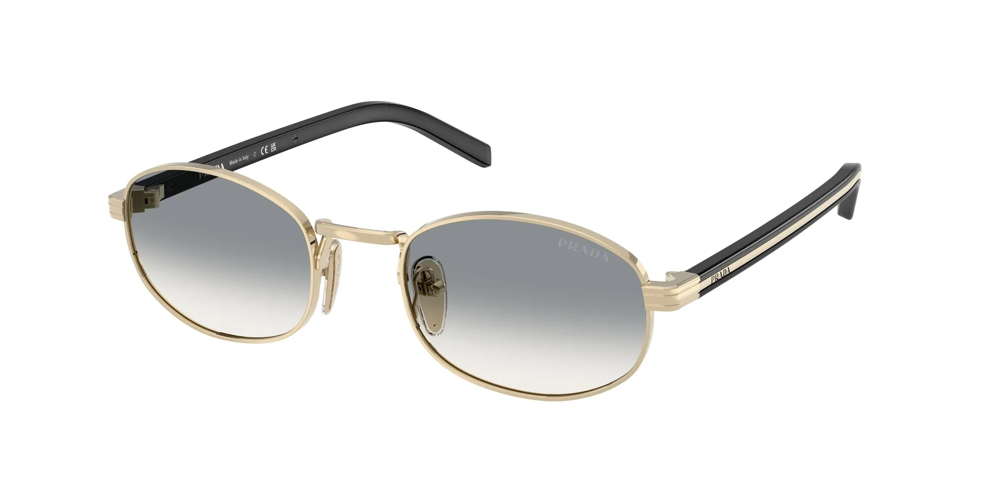 Prada PR B53S ZVN02C Occhiali da sole Metallo Oro Grigio Rotonda Normale Sfumato - immagine 1