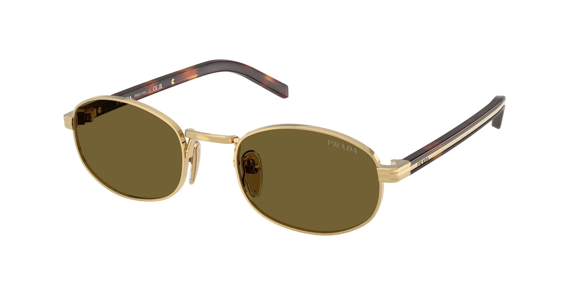 Prada PR B53S 5AK09Z Occhiali da sole Metallo Oro Marrone Rotonda Normale - immagine 1