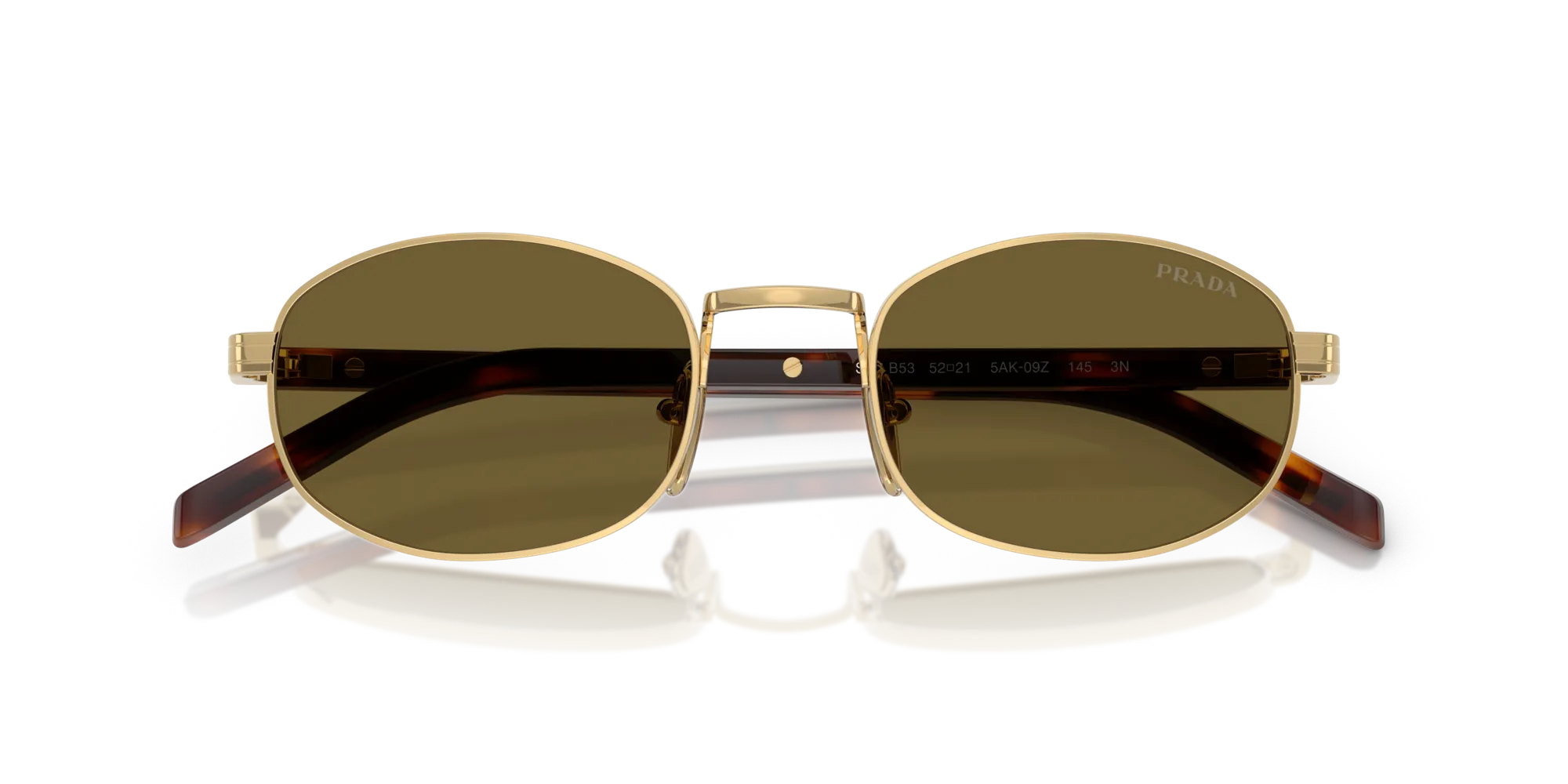 Prada PR B53S 5AK09Z Occhiali da sole Metallo Oro Marrone Rotonda Normale - immagine 2