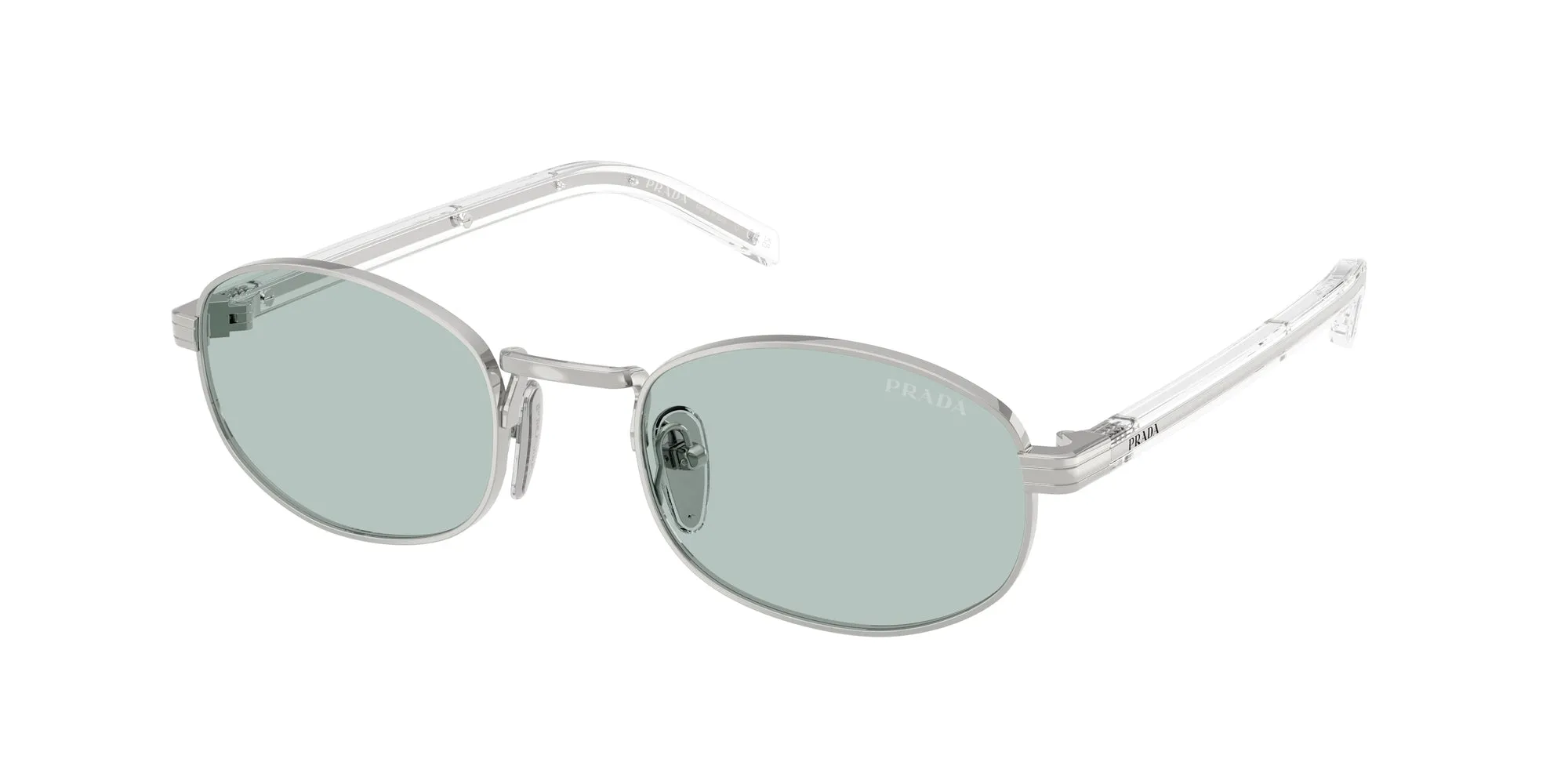 Prada PR B53S 1BC40N Occhiali da sole Metallo Argento Blu Rotonda Normale - immagine 1