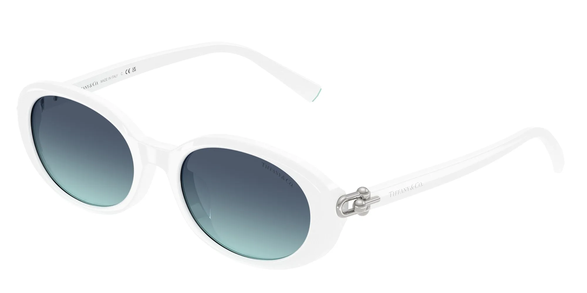 Tiffany TF4242D 83929S Occhiali da sole Acetato Bianco Blu Rotonda Normale Sfumato - immagine 1