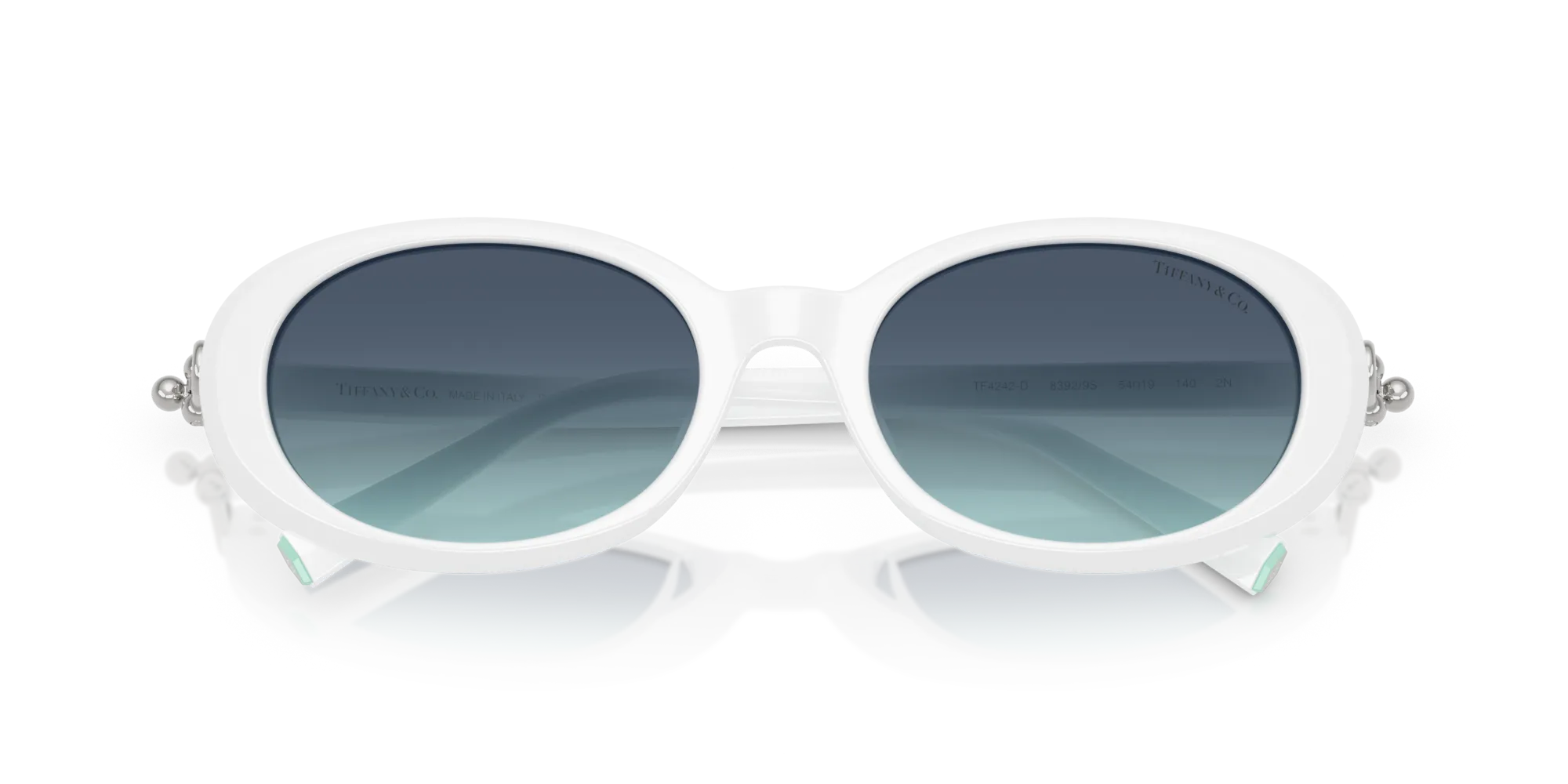 Tiffany TF4242D 83929S Occhiali da sole Acetato Bianco Blu Rotonda Normale Sfumato - immagine 2