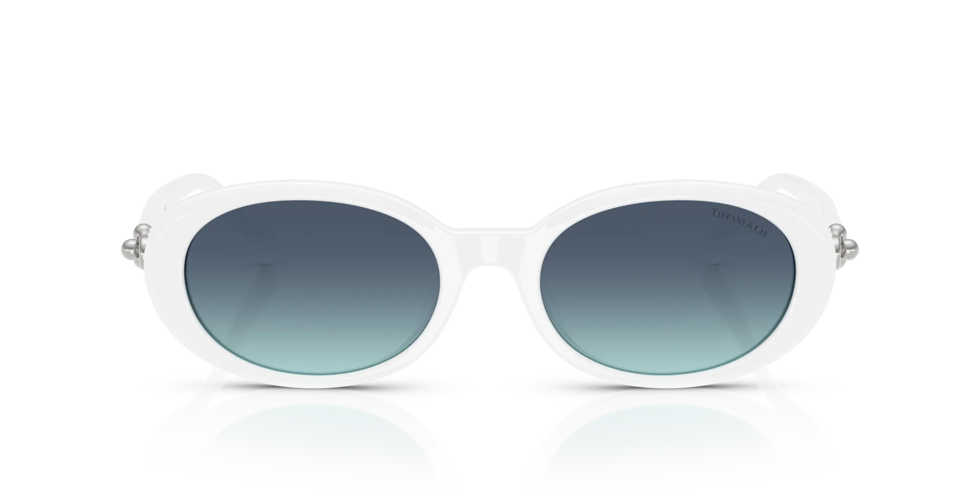 Tiffany TF4242D 83929S Occhiali da sole Acetato Bianco Blu Rotonda Normale Sfumato - immagine 3
