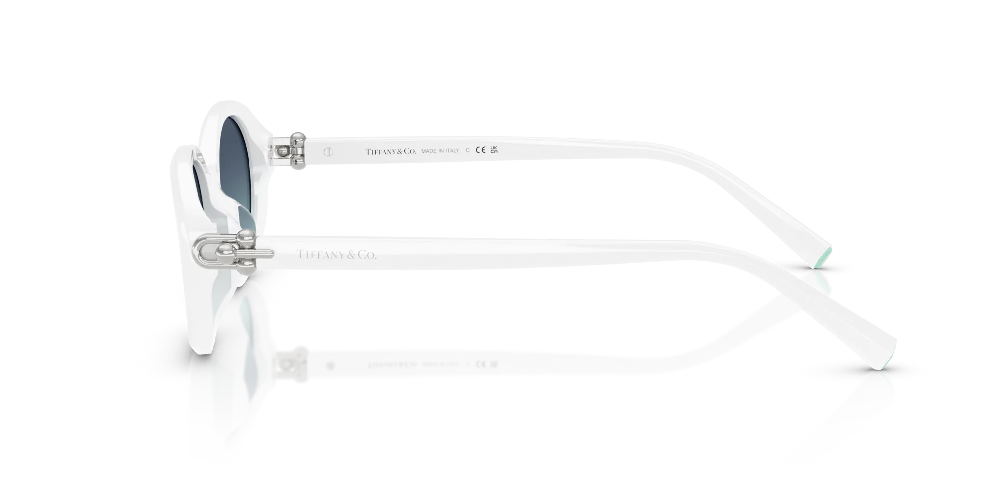 Tiffany TF4242D 83929S Occhiali da sole Acetato Bianco Blu Rotonda Normale Sfumato - immagine 4