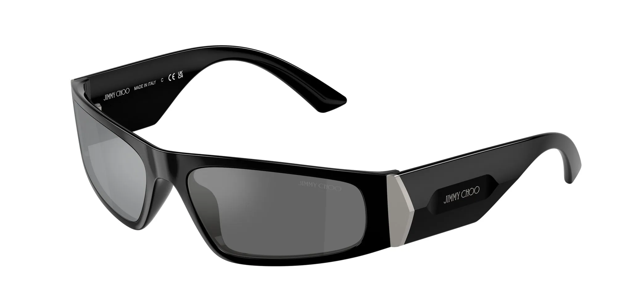 Jimmy Choo JC6001U 50596G Occhiali da sole Iniettato Nero Grigio Rotonda Specchiate - immagine 1
