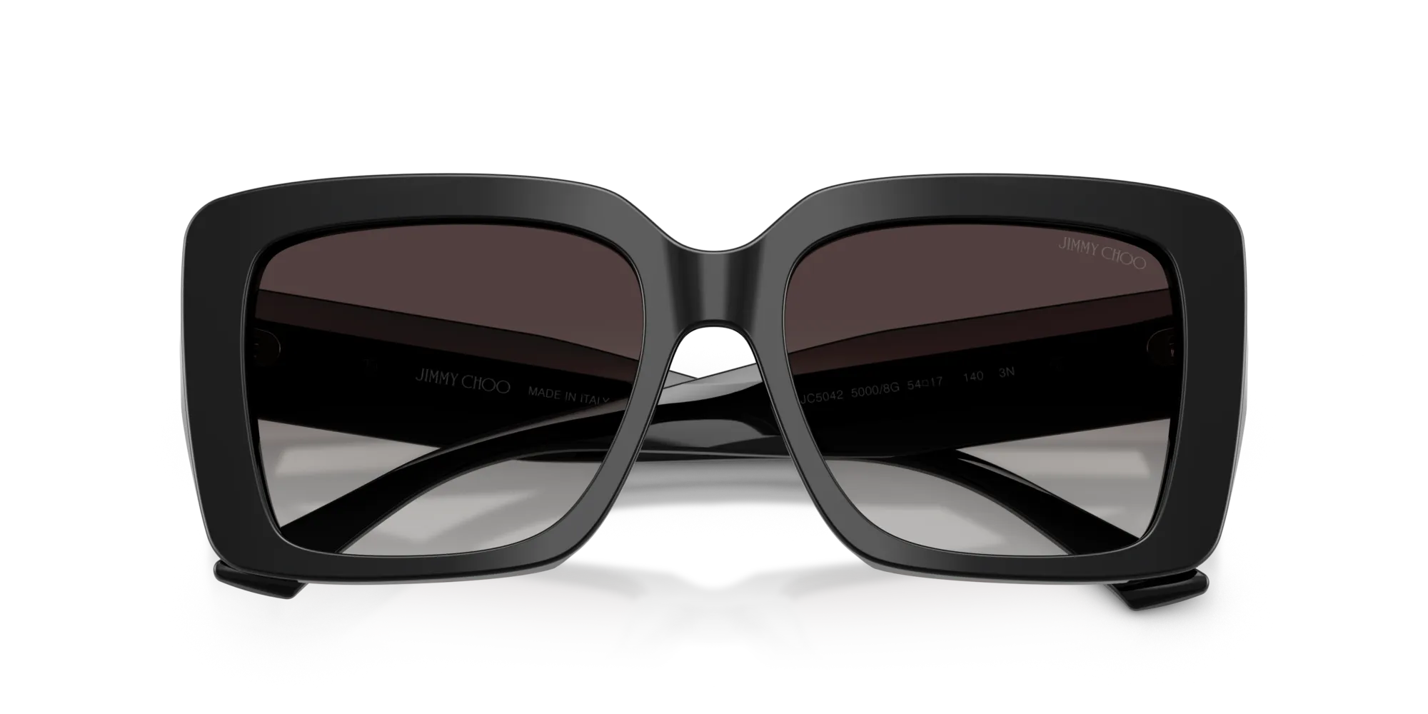 Jimmy Choo JC5042 50008G Occhiali da sole Acetato Nero Grigio Squadrata Normale Sfumato - immagine 2