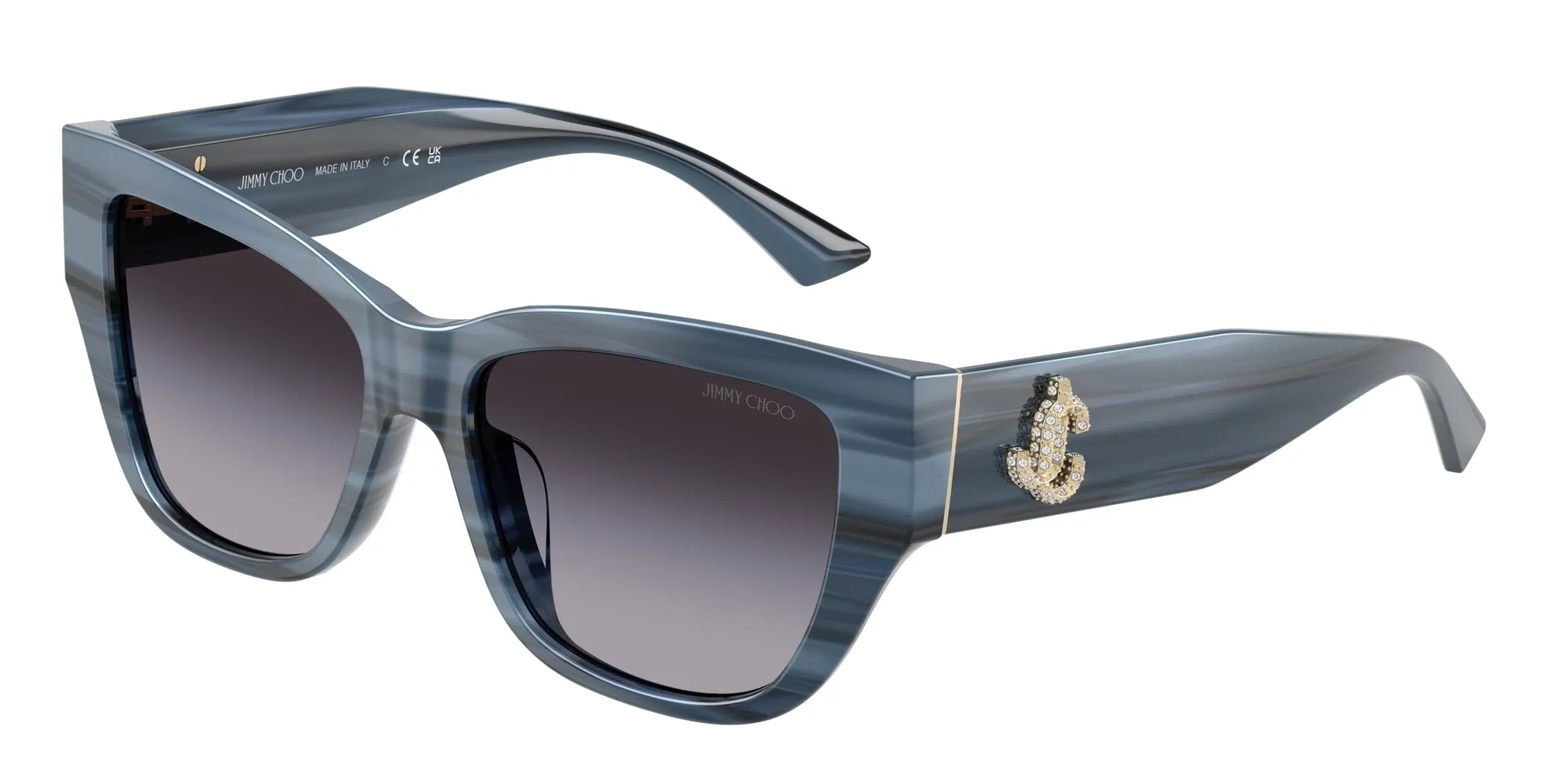 Jimmy Choo JC5039BU 50728G Occhiali da sole Acetato Blu Grigio Pillow Normale Sfumato - immagine 1