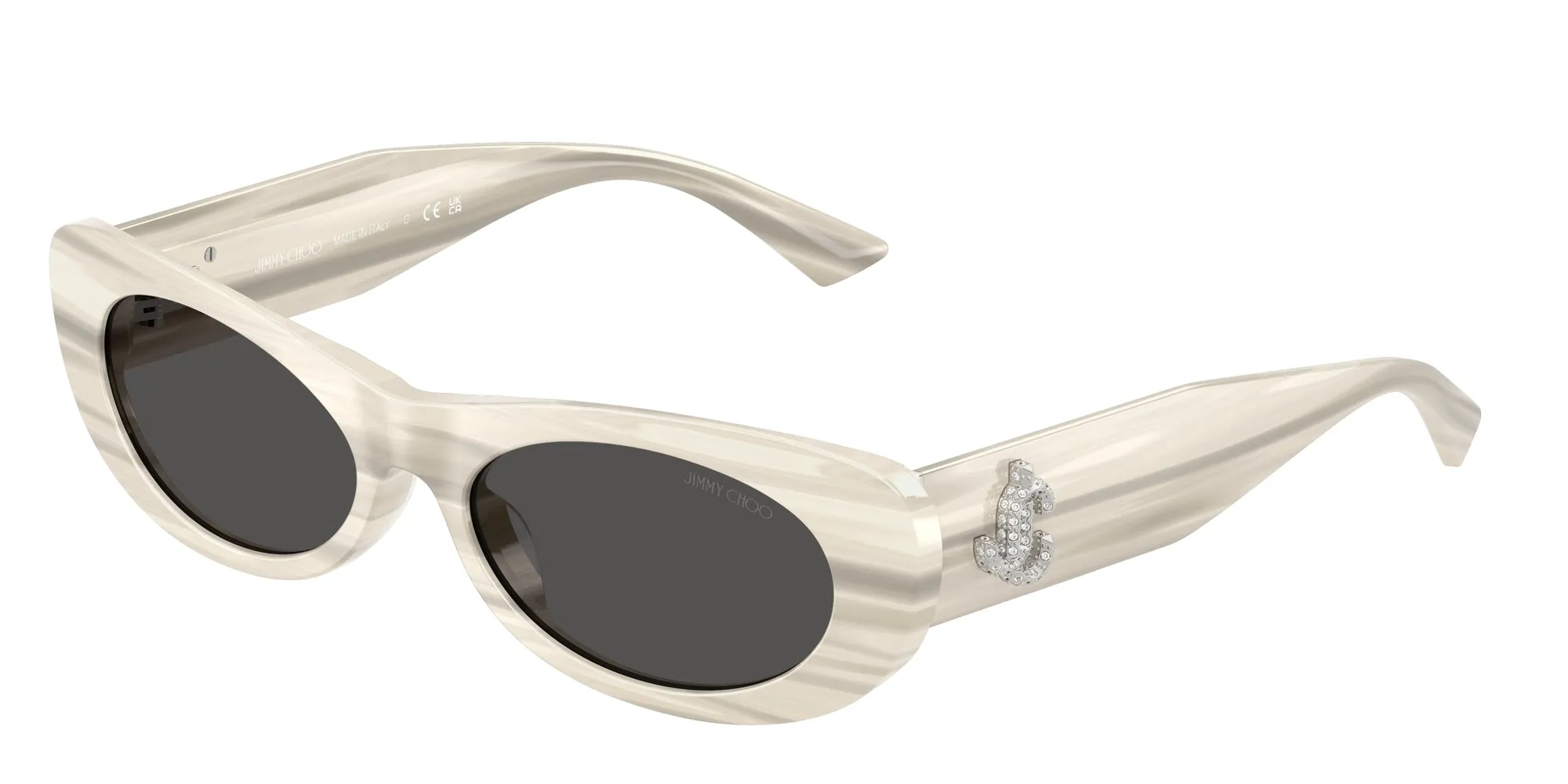 Jimmy Choo JC5038BU 506587 Occhiali da sole Acetato Bianco Grigio Rotonda Normale - immagine 1