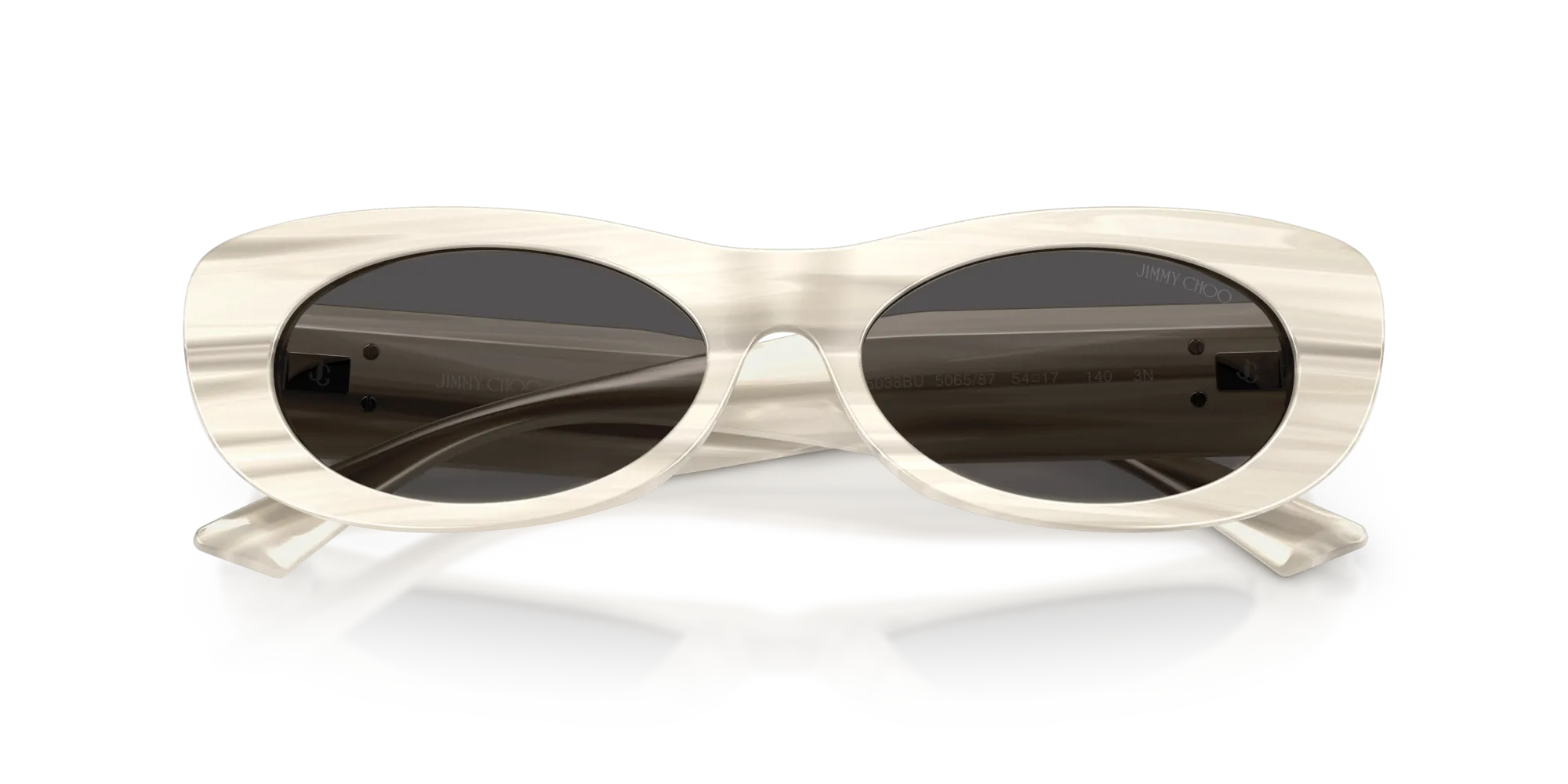 Jimmy Choo JC5038BU 506587 Occhiali da sole Acetato Bianco Grigio Rotonda Normale - immagine 2