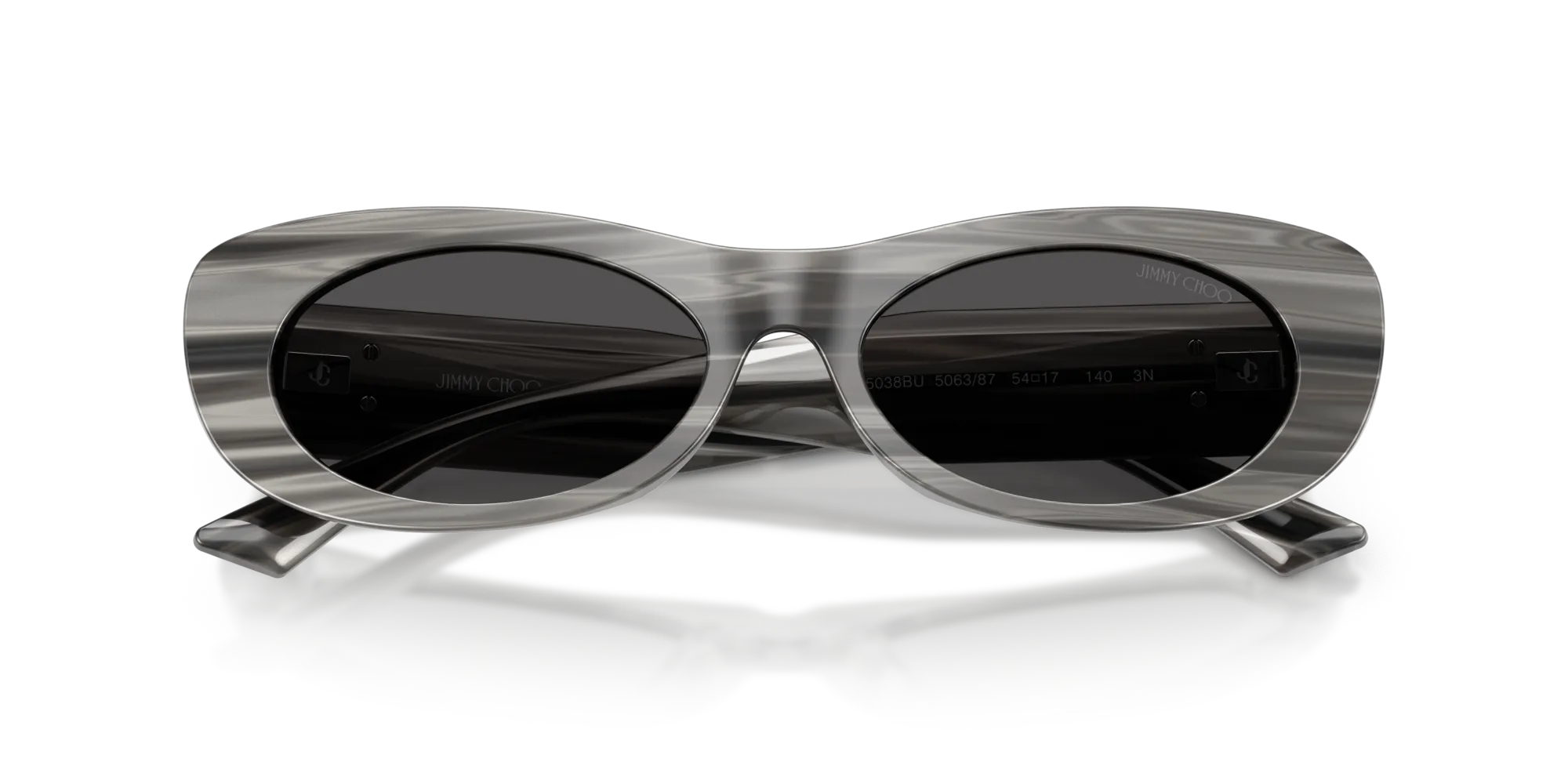 Jimmy Choo JC5038BU 506387 Occhiali da sole Acetato Nero Grigio Rotonda Normale - immagine 2