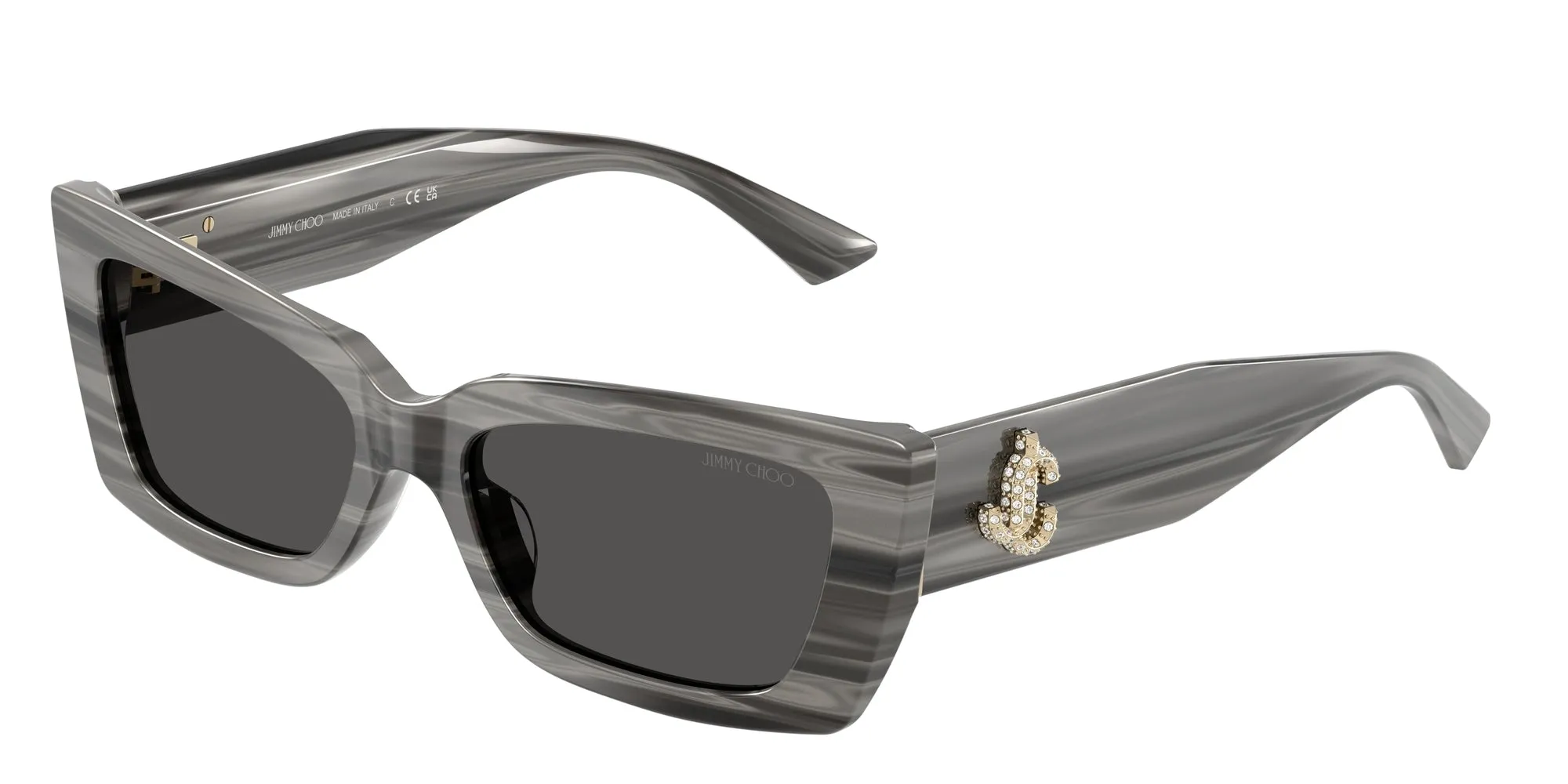 Jimmy Choo JC5037BU 506387 Occhiali da sole Acetato Nero Grigio Cat Eye Normale - immagine 1