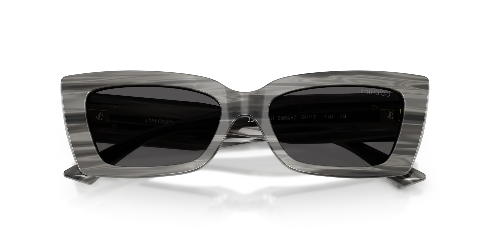 Jimmy Choo JC5037BU 506387 Occhiali da sole Acetato Nero Grigio Cat Eye Normale - immagine 2