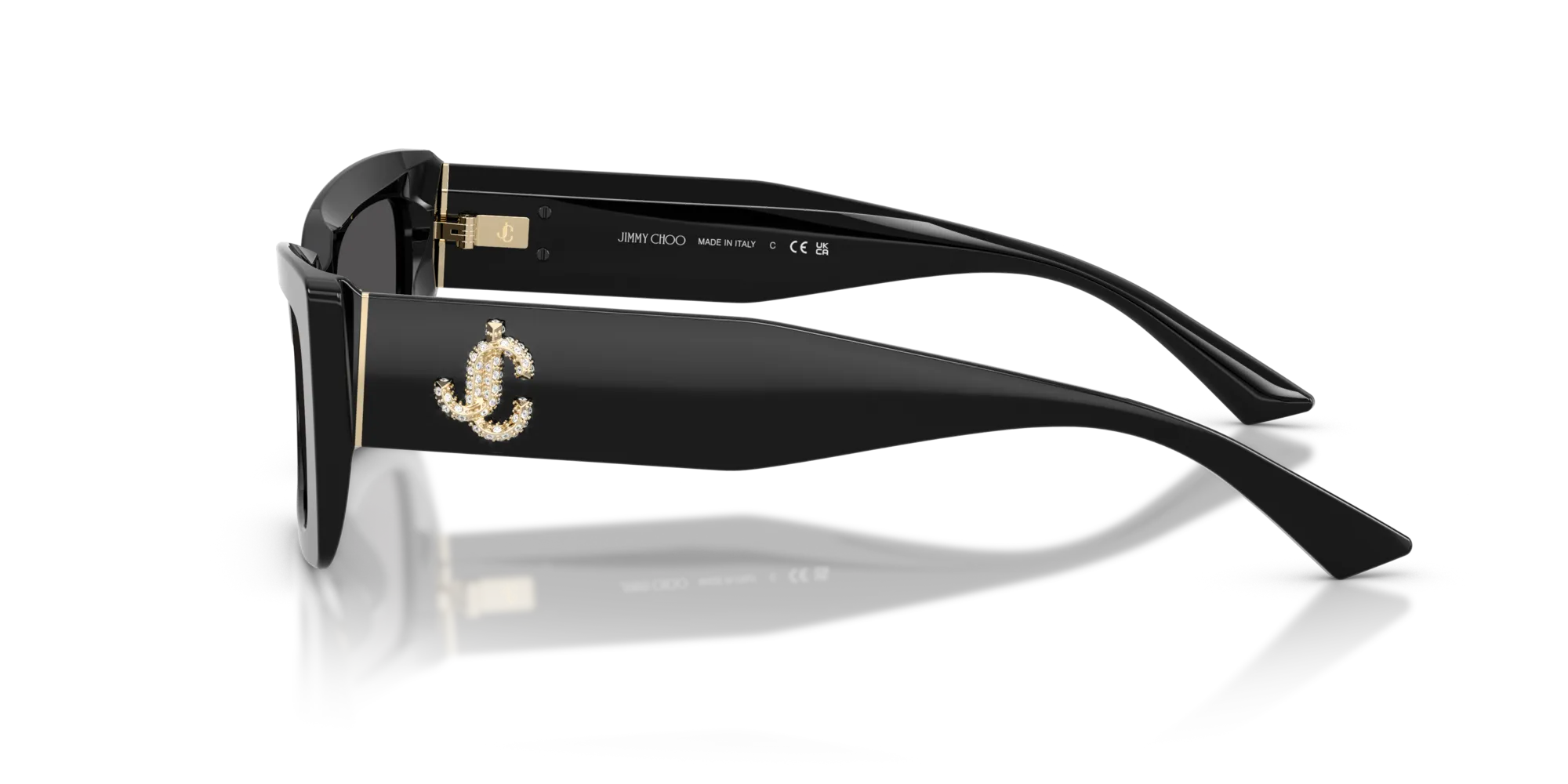 Jimmy Choo JC5037BU 500087 Occhiali da sole Acetato Nero Grigio Cat Eye Normale - immagine 4