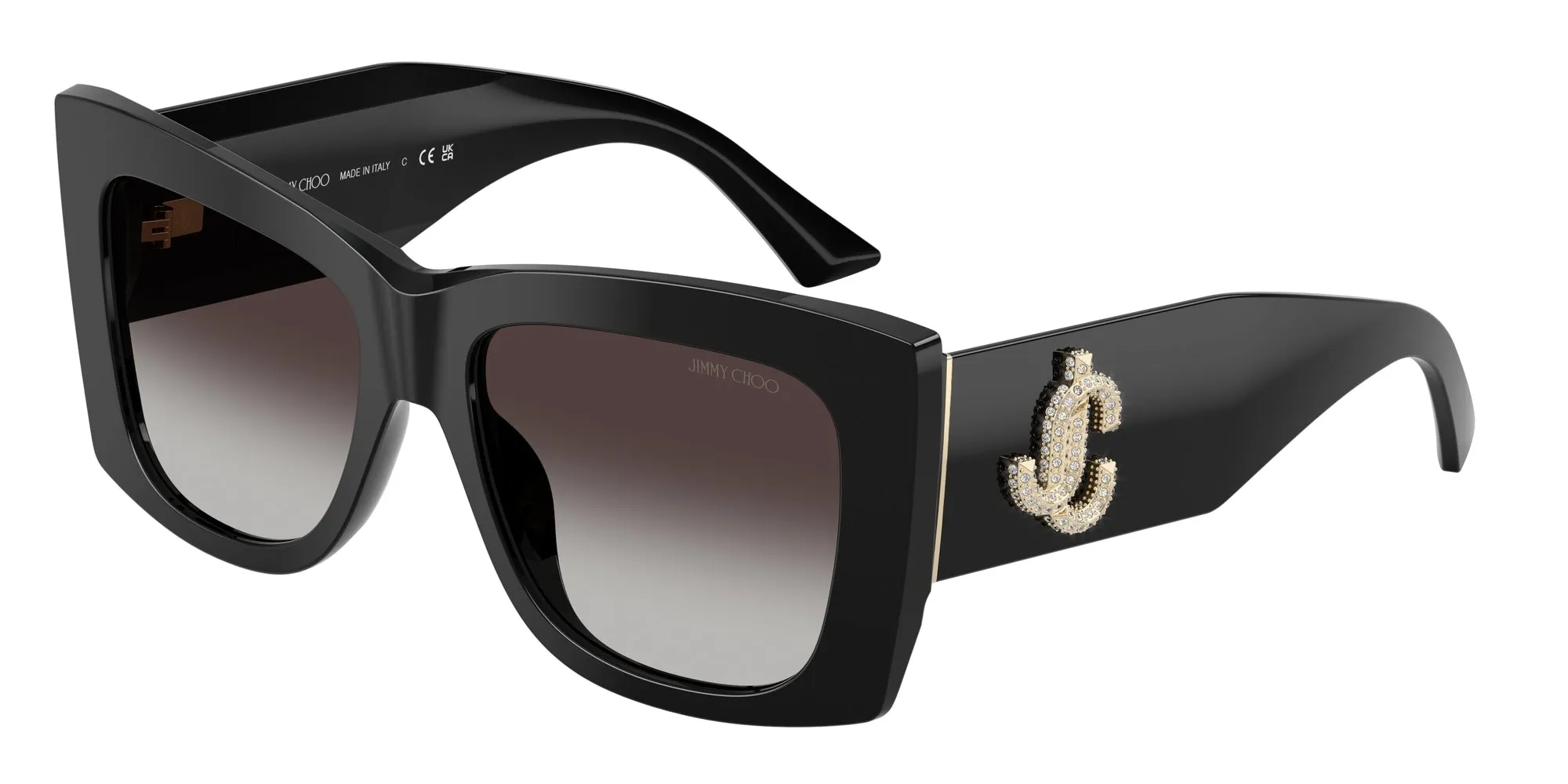 Jimmy Choo JC5036B 50008G Occhiali da sole Acetato Nero Grigio Squadrata Normale Sfumato - immagine 1