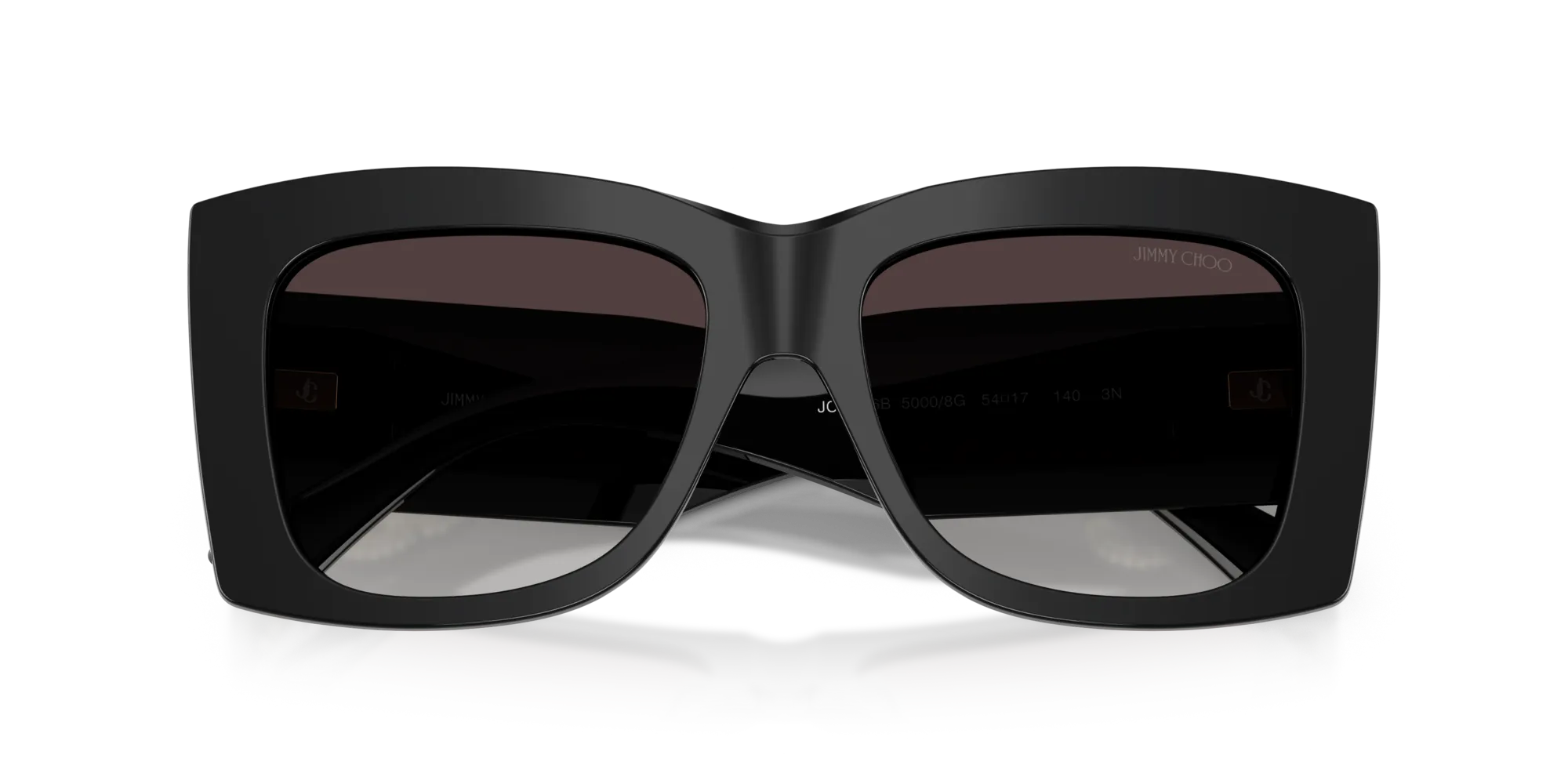 Jimmy Choo JC5036B 50008G Occhiali da sole Acetato Nero Grigio Squadrata Normale Sfumato - immagine 2