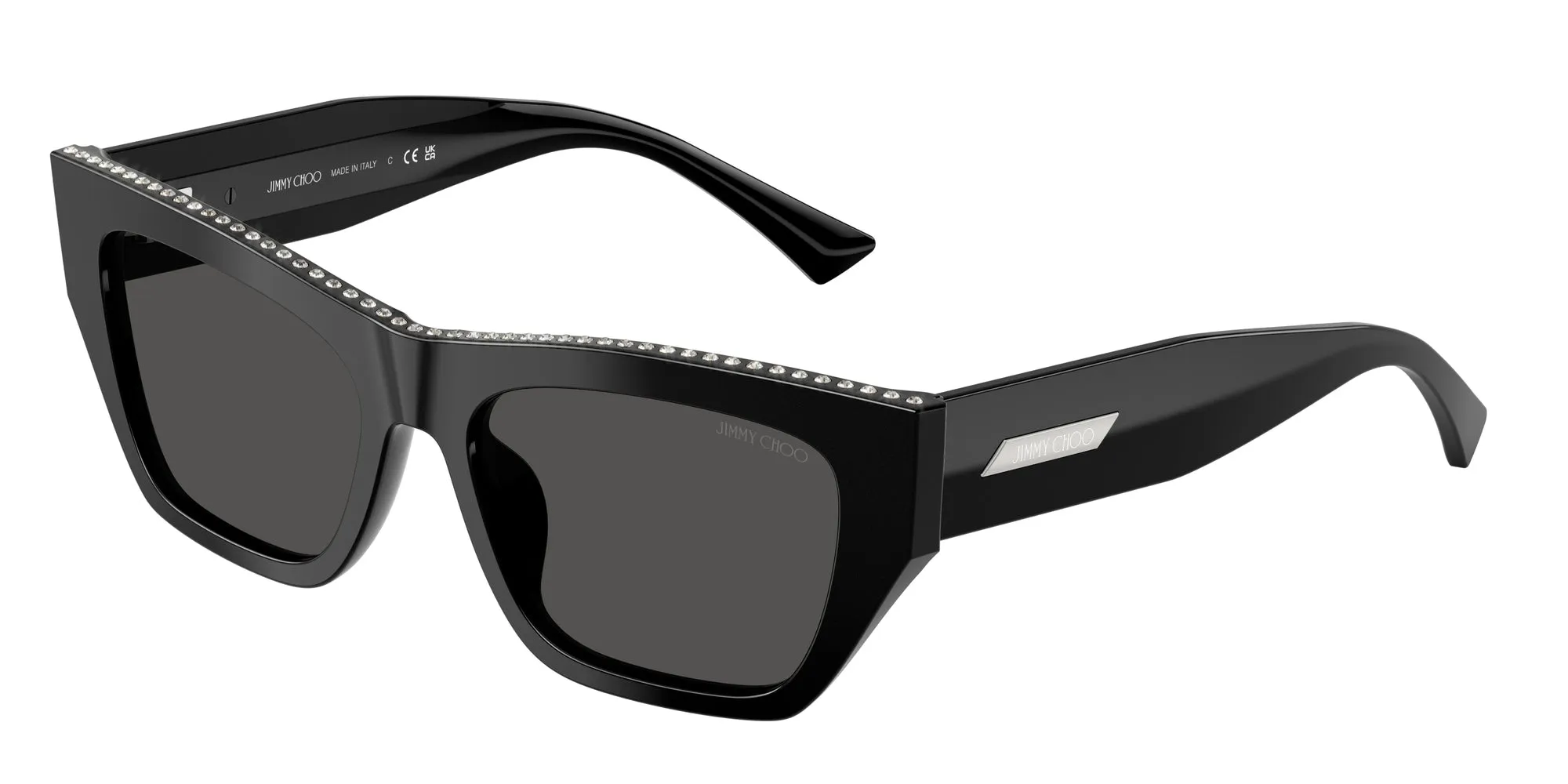 Jimmy Choo JC5035B 500087 Occhiali da sole Acetato Nero Grigio Cat Eye Normale - immagine 1
