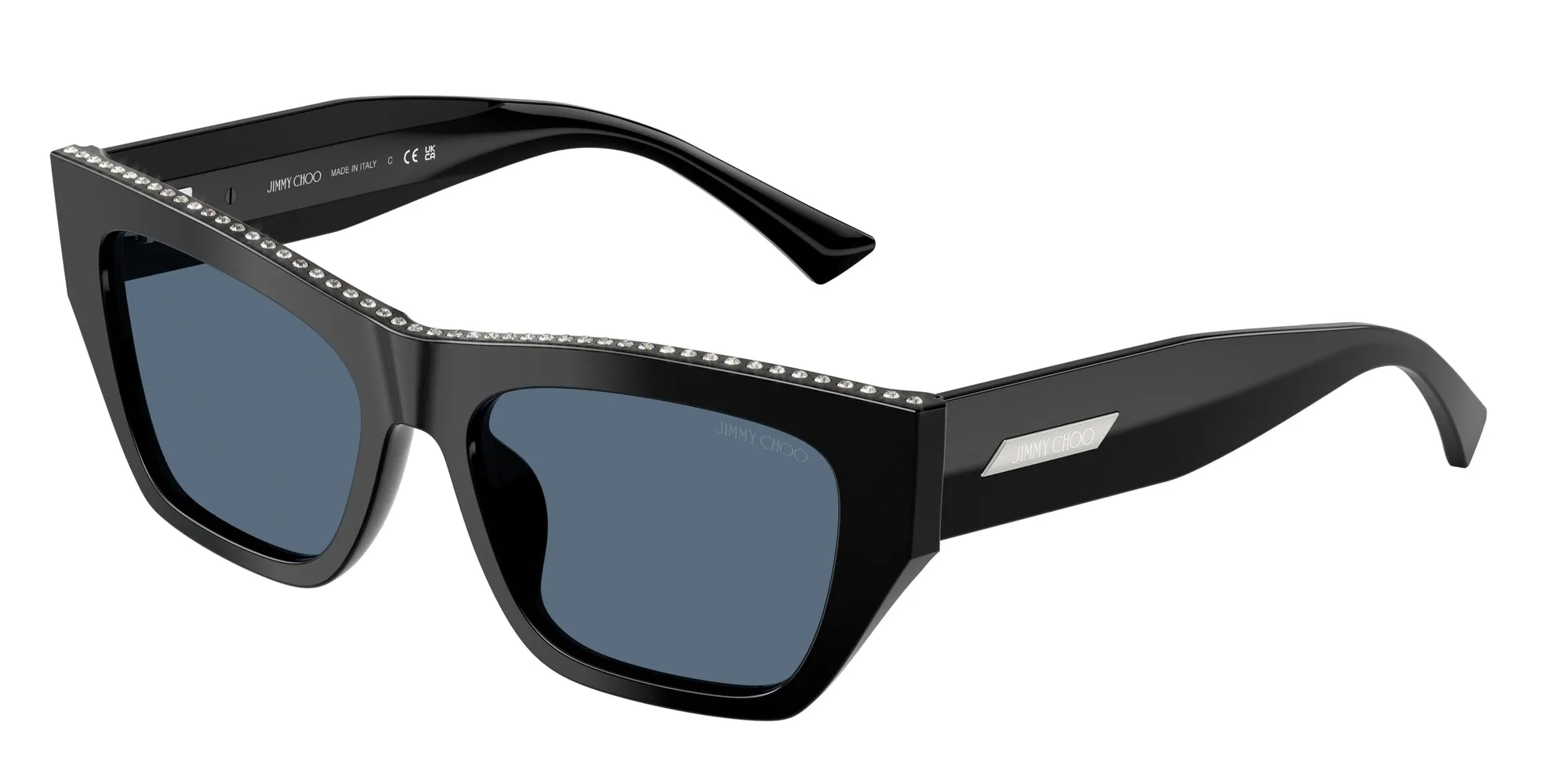 Jimmy Choo JC5035B 500080 Occhiali da sole Acetato Nero Blu Cat Eye Normale - immagine 1