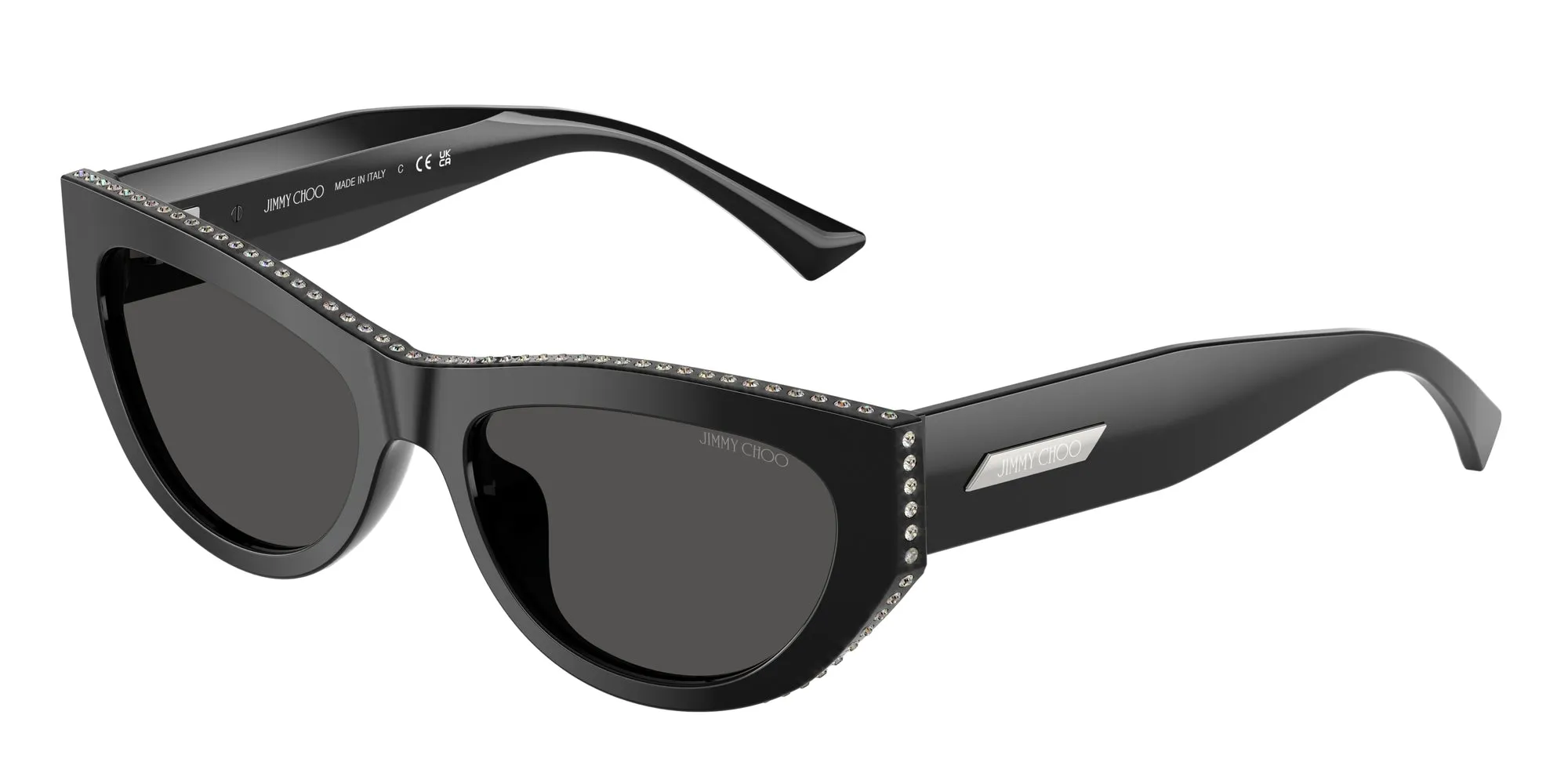 Jimmy Choo JC5034BU 500087 Occhiali da sole Acetato Nero Grigio Cat Eye Normale - immagine 1
