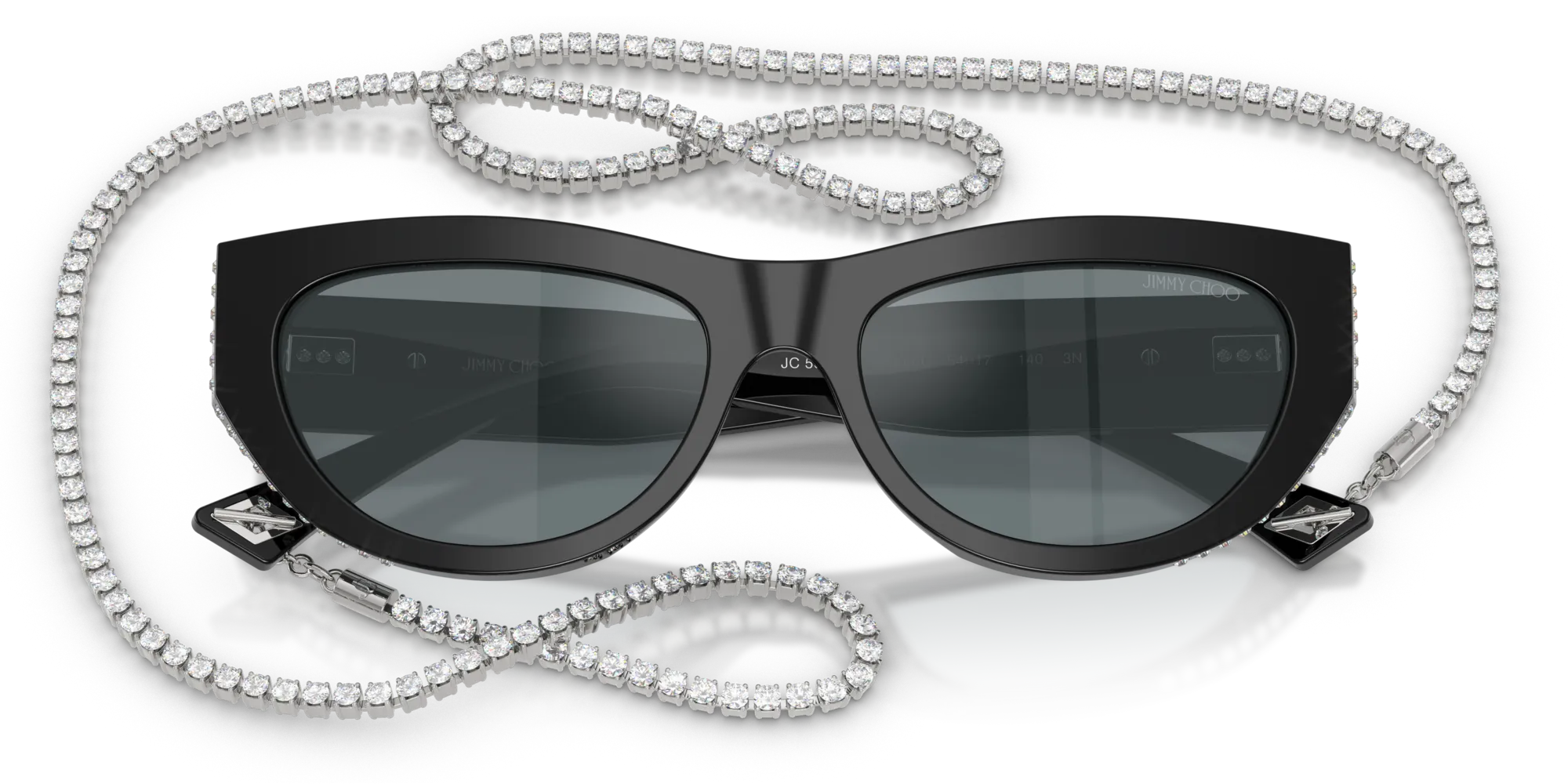 Jimmy Choo JC5034BU 50006G Occhiali da sole Acetato Nero Grigio Cat Eye Specchiate - immagine 2