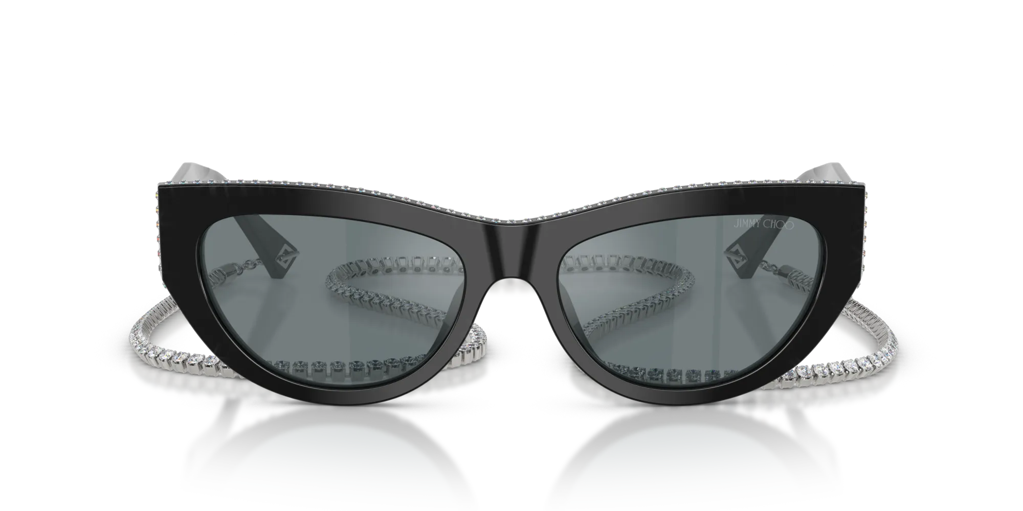 Jimmy Choo JC5034BU 50006G Occhiali da sole Acetato Nero Grigio Cat Eye Specchiate - immagine 3