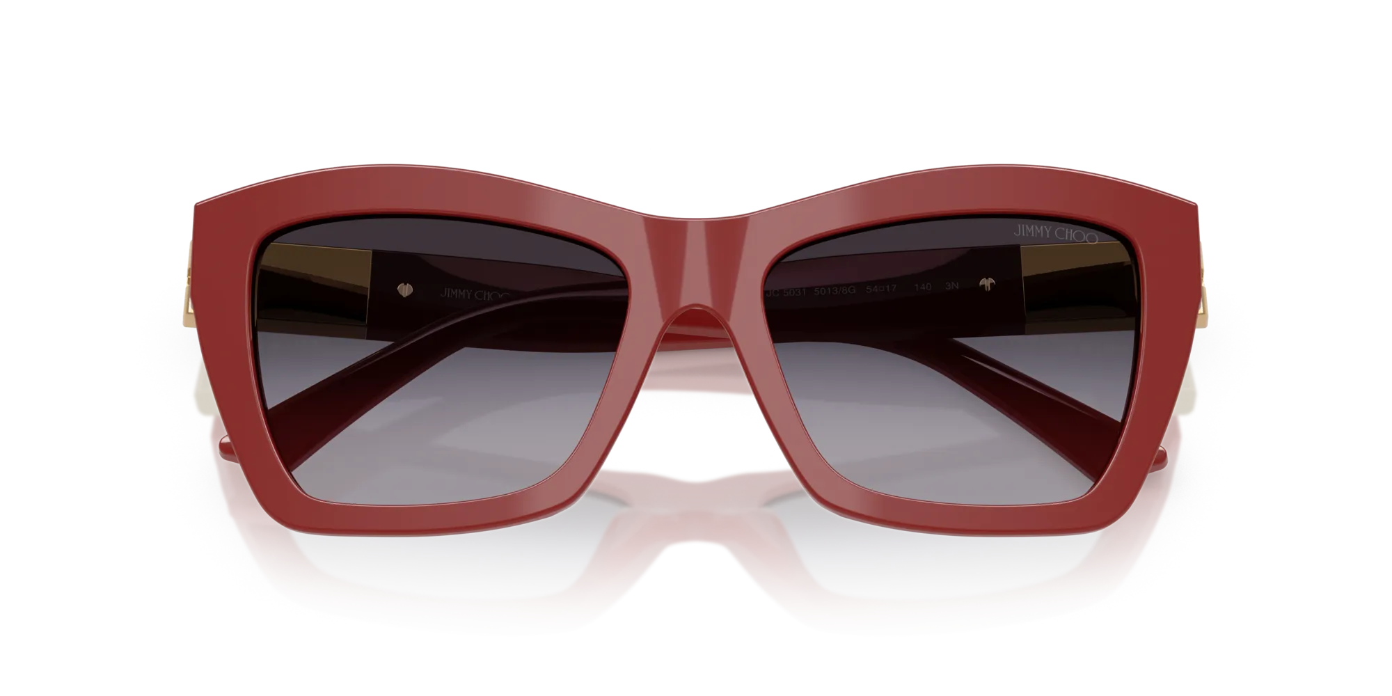 Jimmy Choo JC5031 50138G Occhiali da sole Acetato Rosso Grigio Cat Eye Normale Sfumato - immagine 2