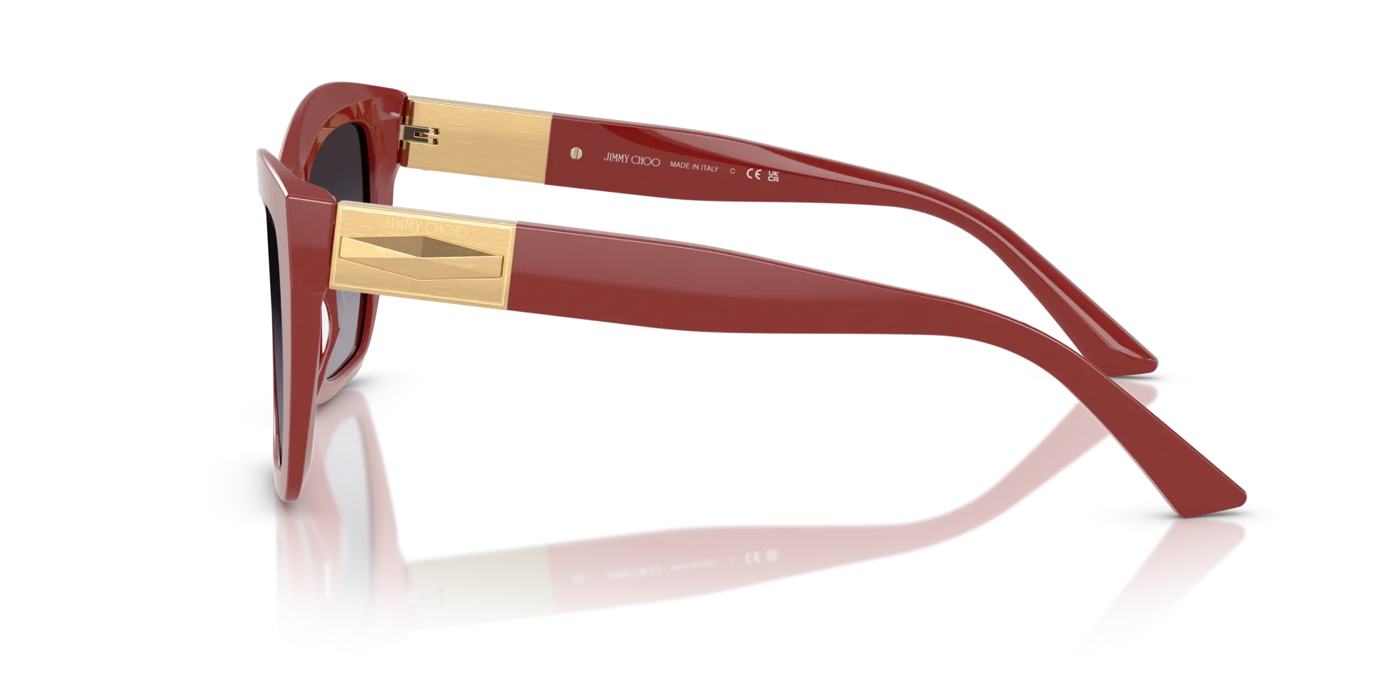 Jimmy Choo JC5031 50138G Occhiali da sole Acetato Rosso Grigio Cat Eye Normale Sfumato - immagine 4