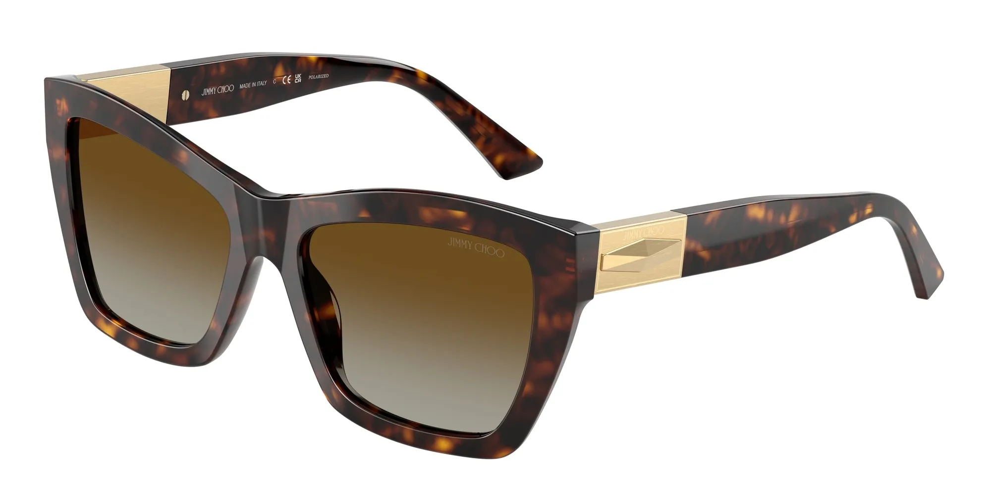 Jimmy Choo JC5031 5002T5 Occhiali da sole Acetato Tartaruga Marrone Cat Eye Polarizzata - immagine 1