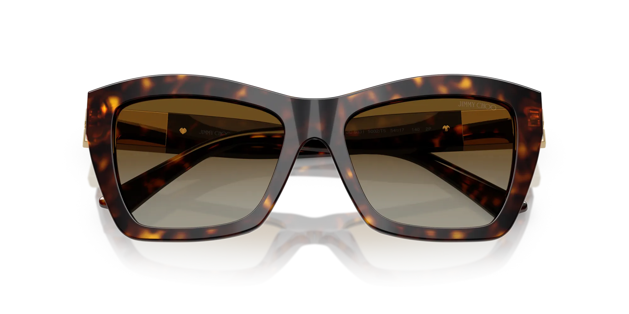 Jimmy Choo JC5031 5002T5 Occhiali da sole Acetato Tartaruga Marrone Cat Eye Polarizzata - immagine 2