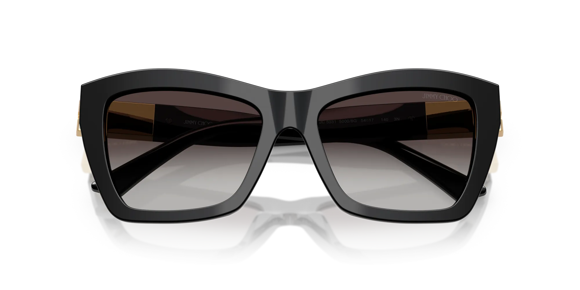 Jimmy Choo JC5031 50008G Occhiali da sole Acetato Nero Grigio Cat Eye Normale Sfumato - immagine 2