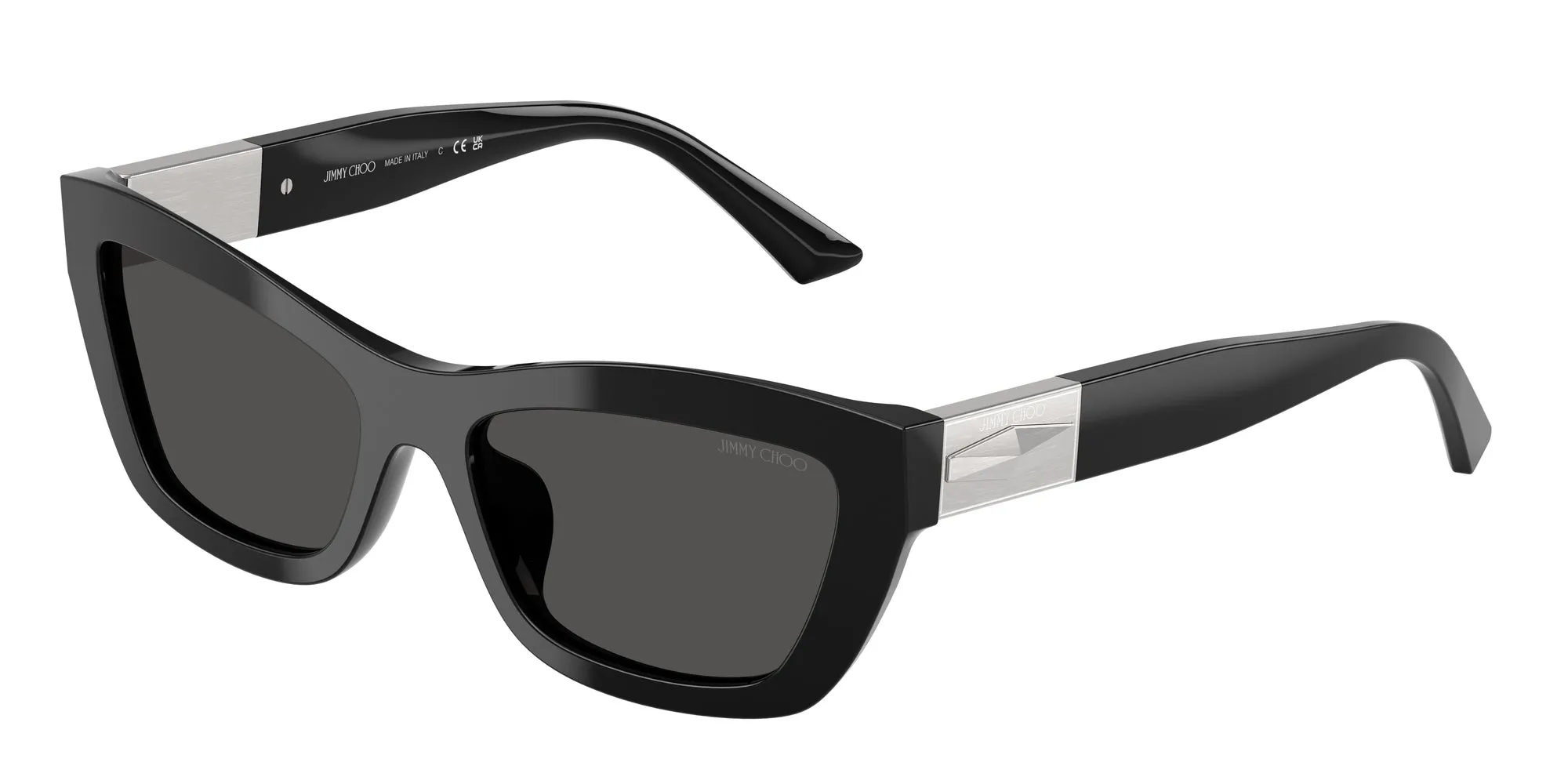Jimmy Choo JC5030U 501787 Occhiali da sole Acetato Nero Grigio Cat Eye Normale - immagine 1