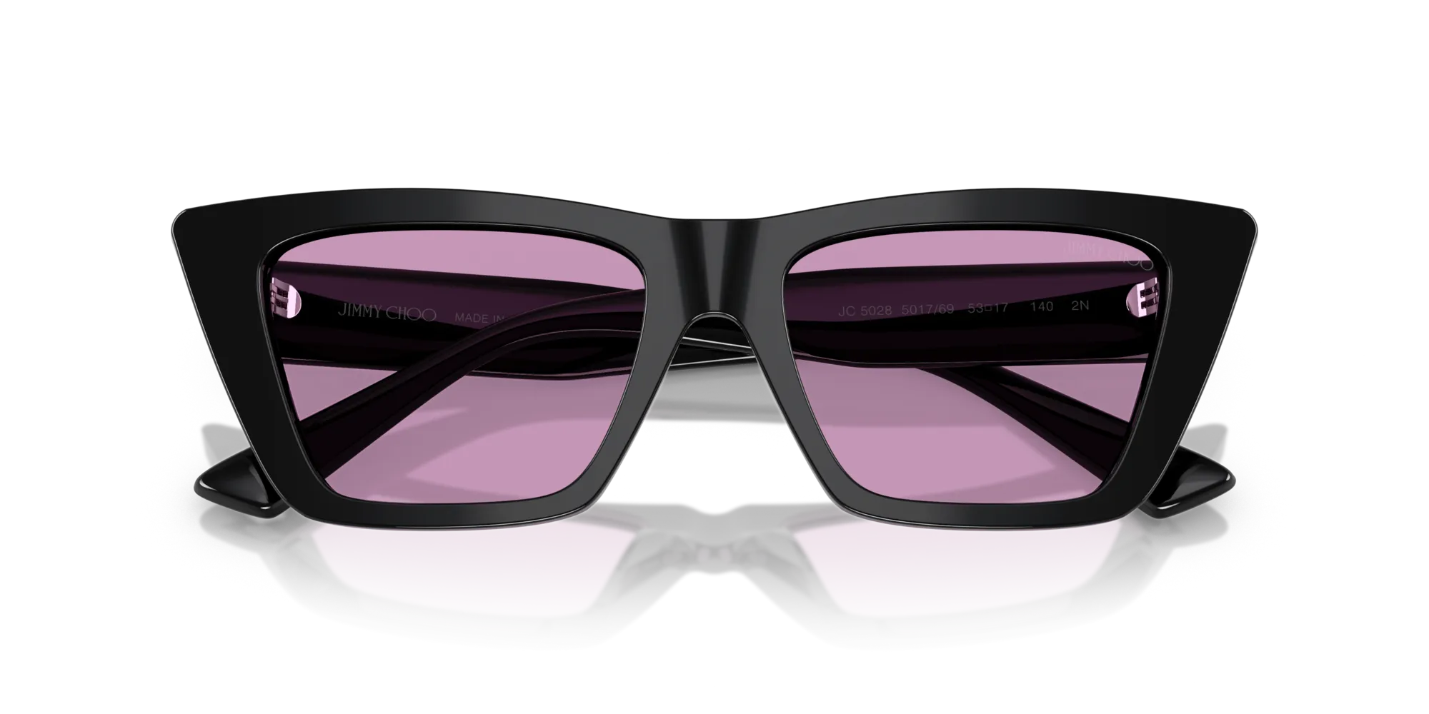 Jimmy Choo JC5028 501769 Occhiali da sole Acetato Nero Viola Cat Eye Normale - immagine 2